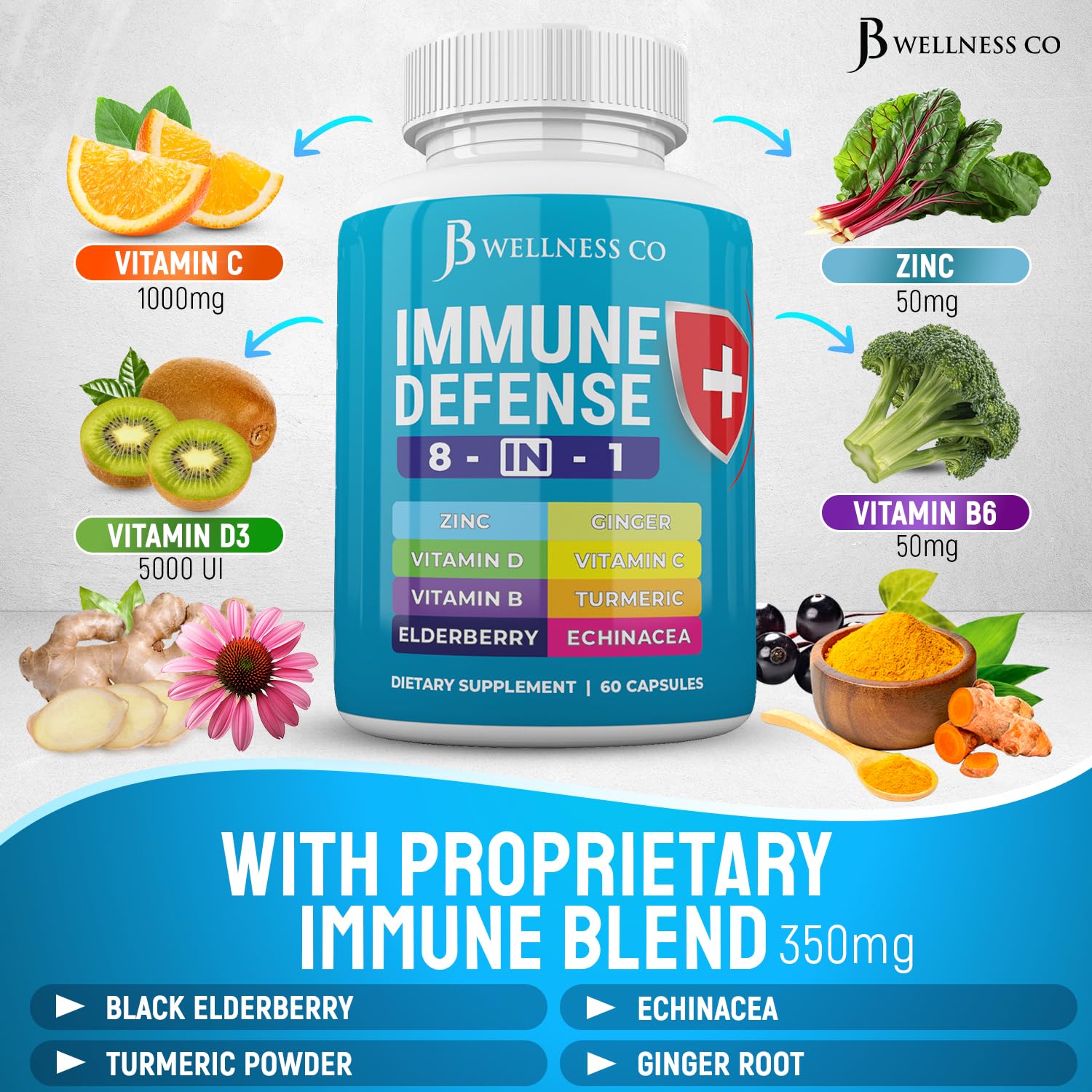 Foto 7 pulgar | Suplemento Jb Wellness Immune Support 8 en 1 Paquete de 2 - Venta Internacional