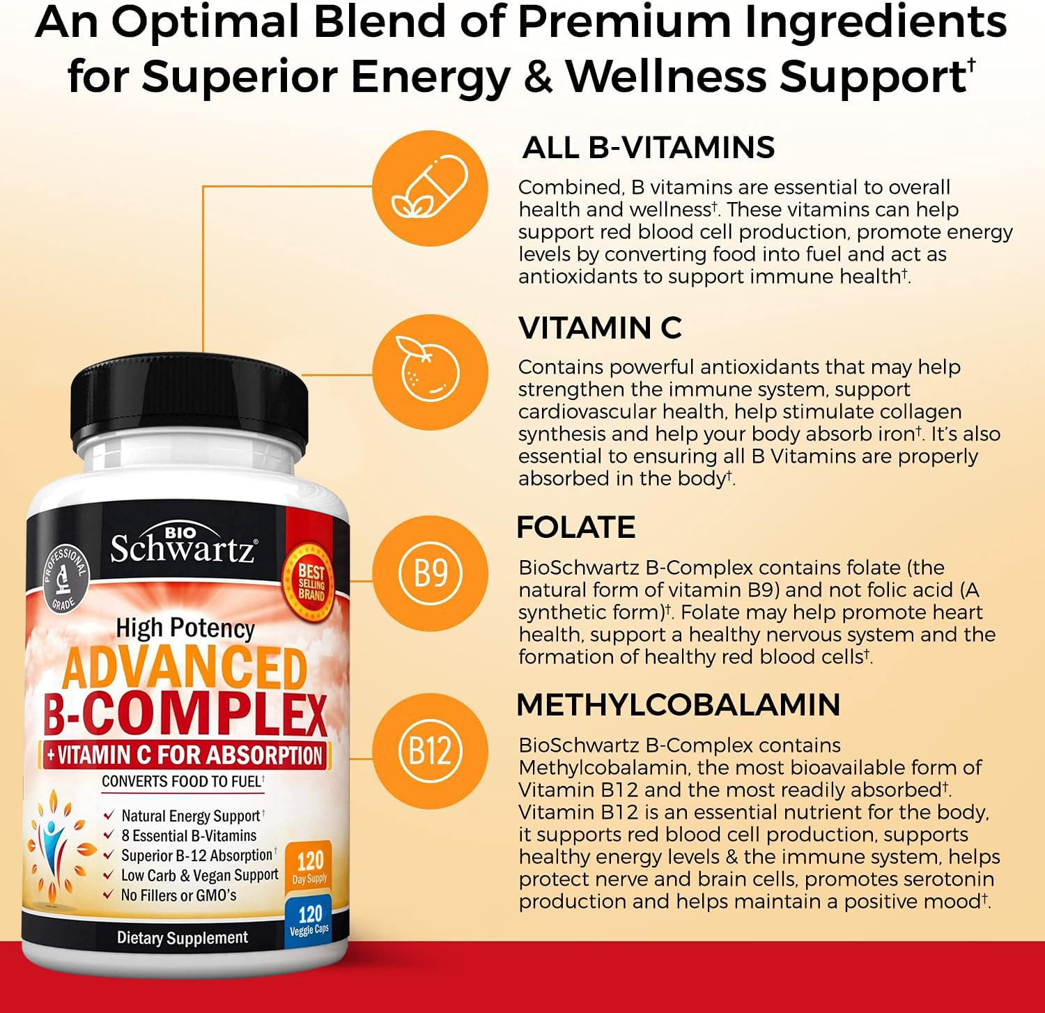 Foto 5 pulgar | Suplemento del Complejo de Vitamina B BioSchwartz con Vitamina C 120 Cápsulas - Venta Internacional