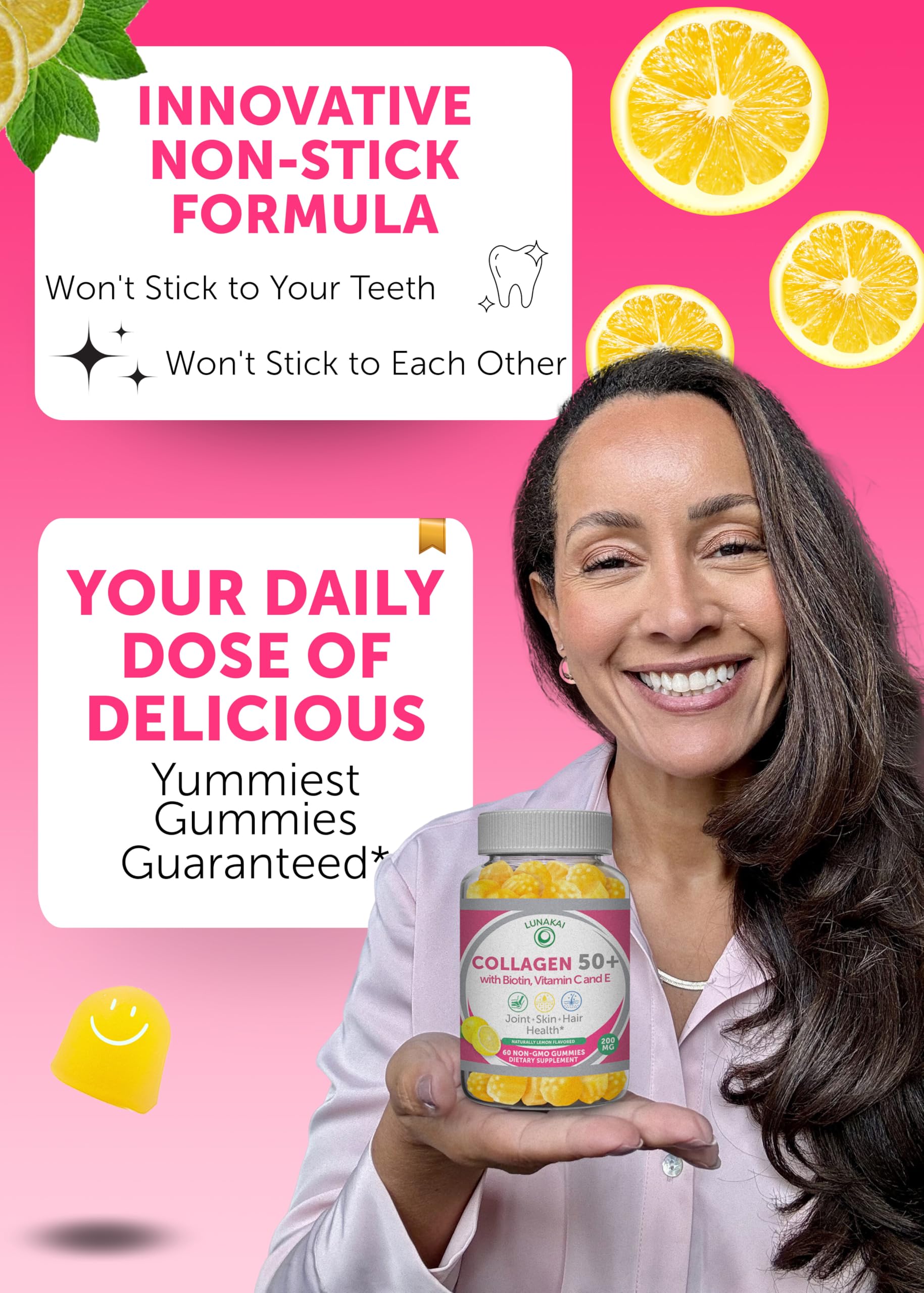 Foto 3 | Gomitas De Colágeno Lunakai Con Biotina Para Hombres Y Mujeres De Más De 50, 60 Unidades - Venta Internacional.