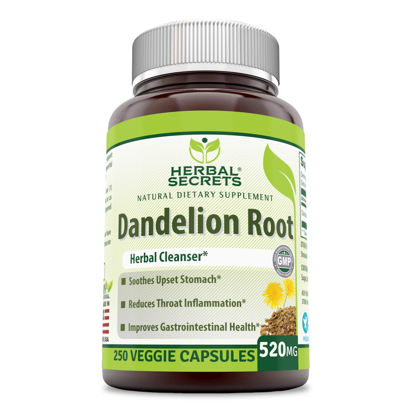 Foto 1 | Suplemento Herbal Secrets De Raíz De Diente De León 520 Mg 250 Cápsulas - Venta Internacional.