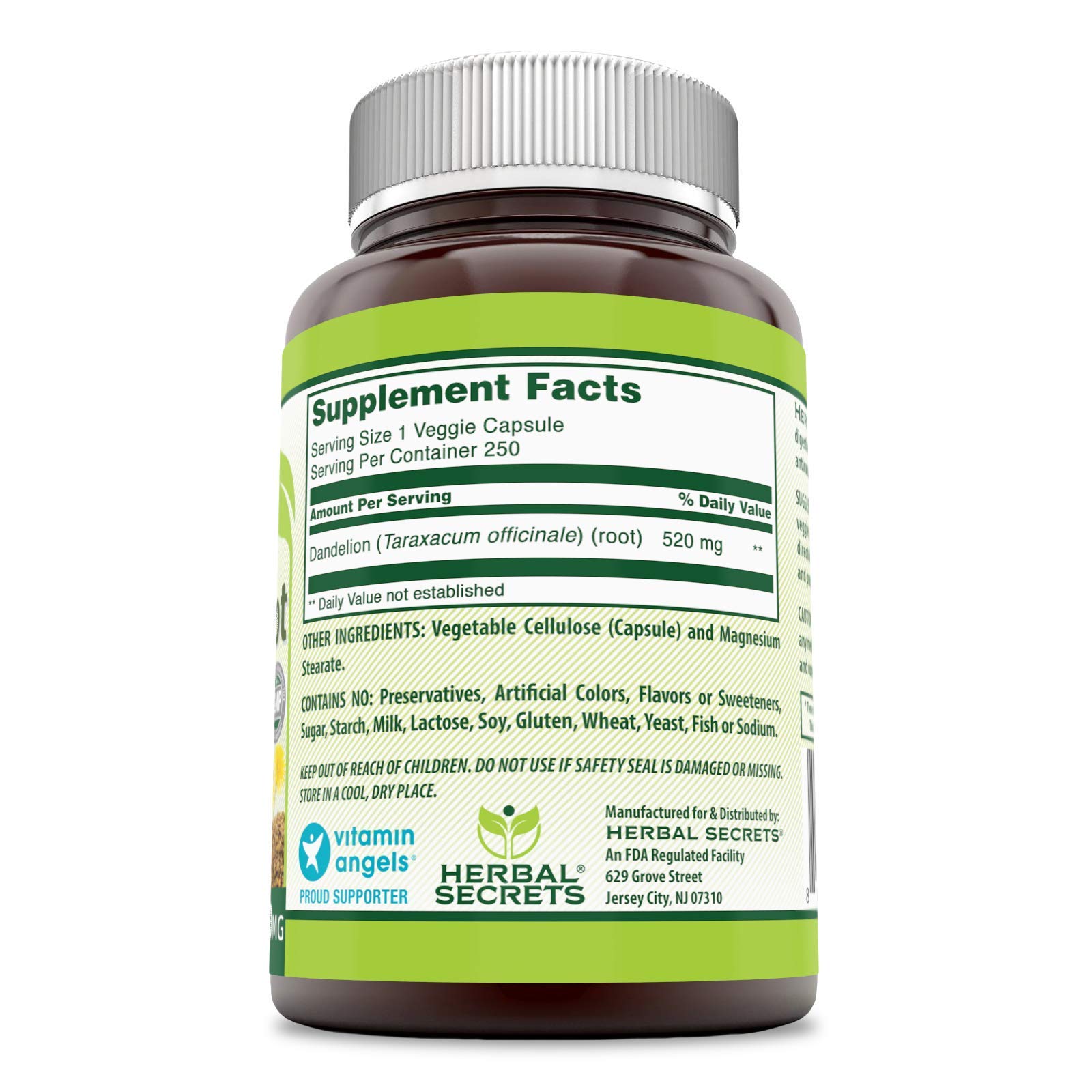 Foto 4 pulgar | Suplemento Herbal Secrets De Raíz De Diente De León 520 Mg 250 Cápsulas - Venta Internacional.