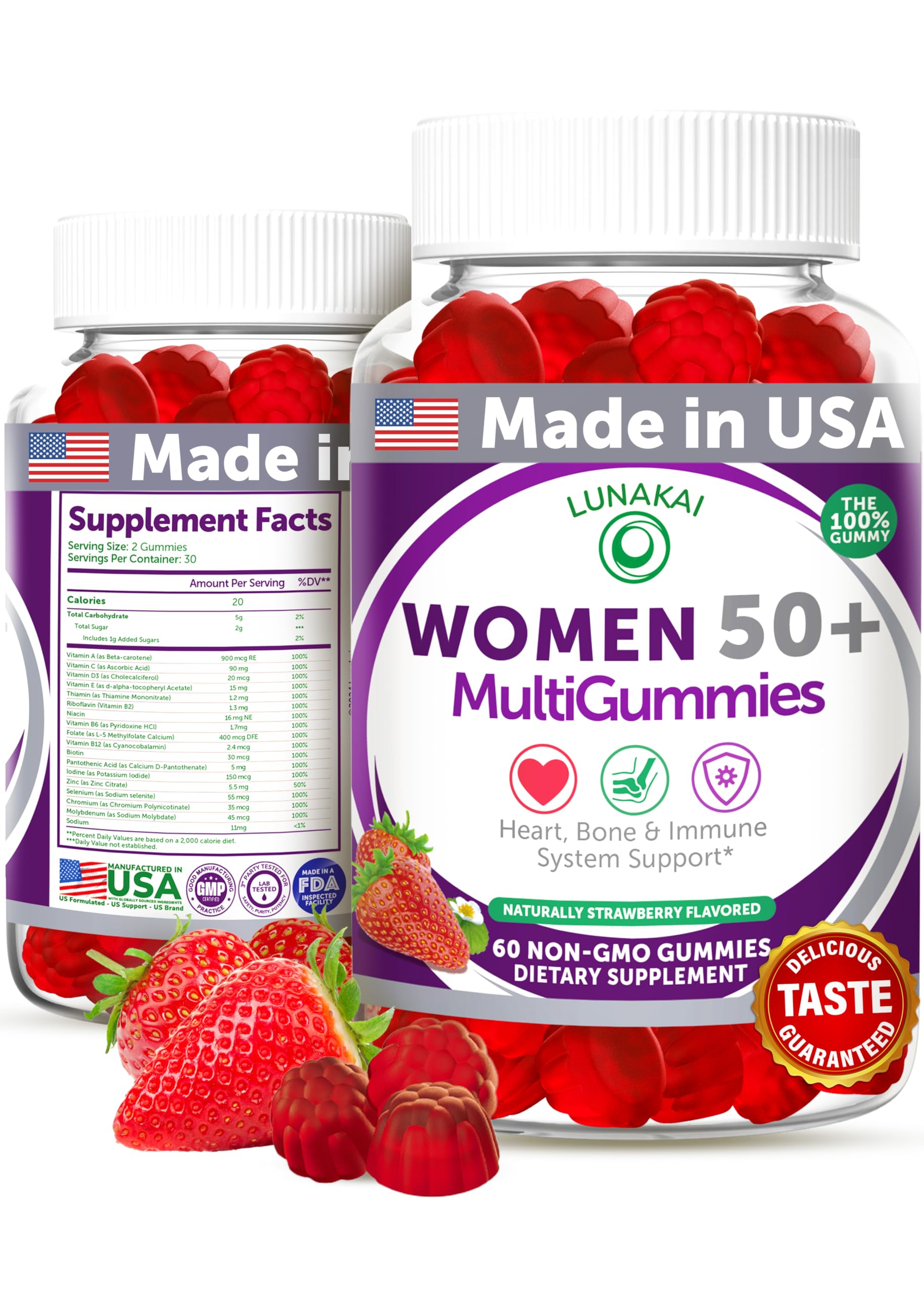 Gomitas Multivitamínicas Lunakai 50 Plus Para Mujer, 60 Unidades - Venta Internacional.