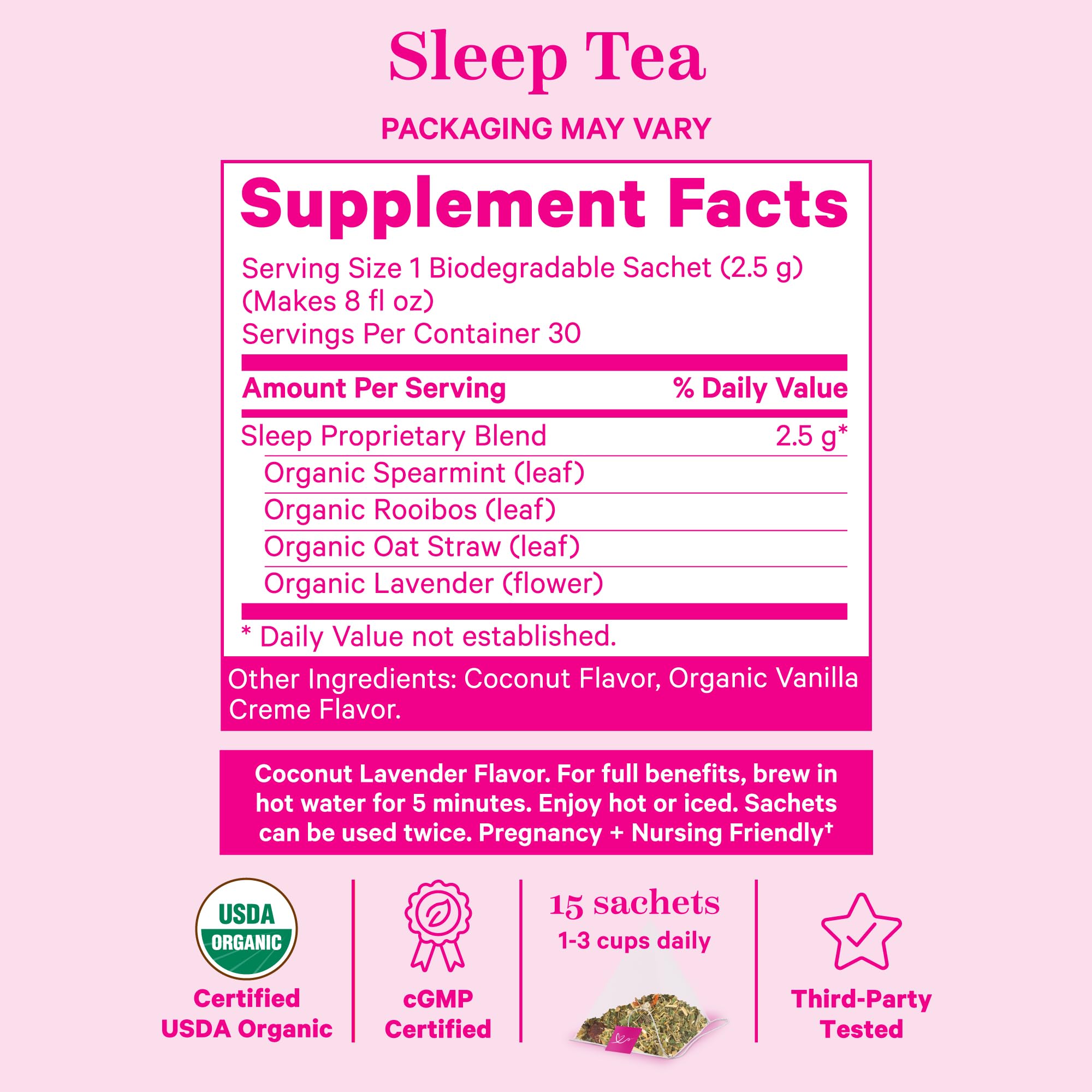 Foto 5 pulgar | Tea Pink Stork Sleep Organic Coco Lavanda 30 Tazas - Venta Internacional.