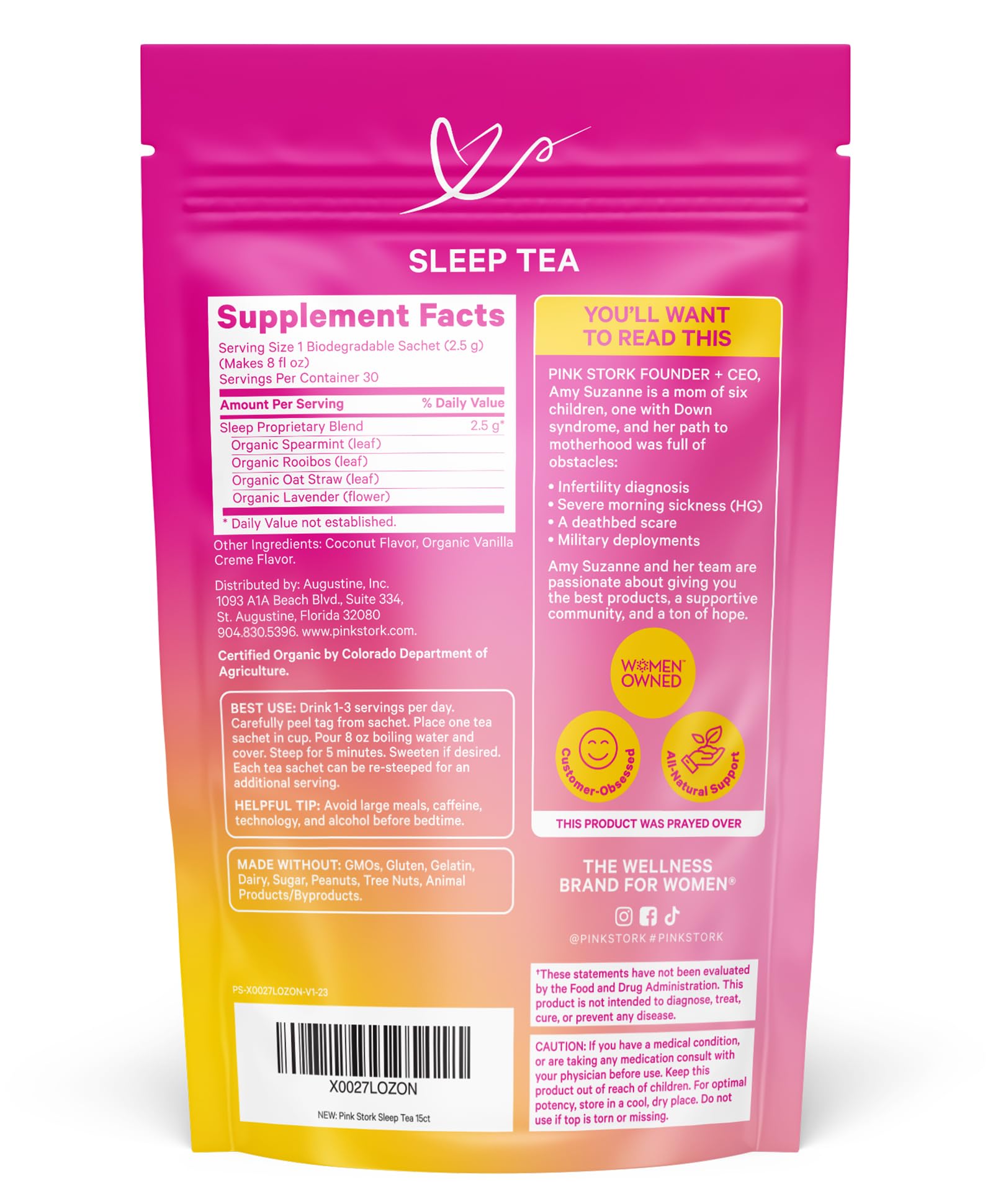 Foto 8 pulgar | Tea Pink Stork Sleep Organic Coco Lavanda 30 Tazas - Venta Internacional.