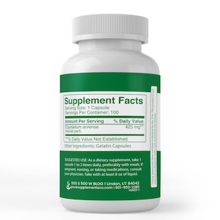 Foto 3 | Suplementos Dietéticos Con Ingredientes Puros Y Originales Cola De Caballo, 100 Cápsulas - Venta Internacional.