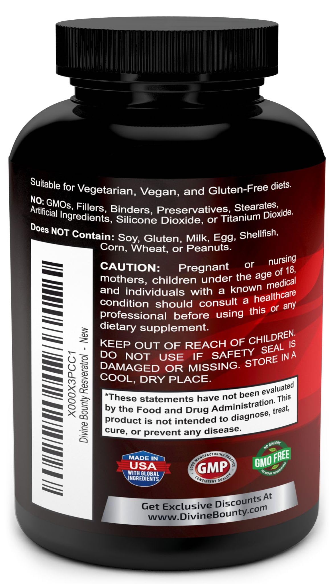 Foto 4 pulgar | Suplemento Divine Bounty Resveratrol 1400 Mg Con Extractos - Venta Internacional.