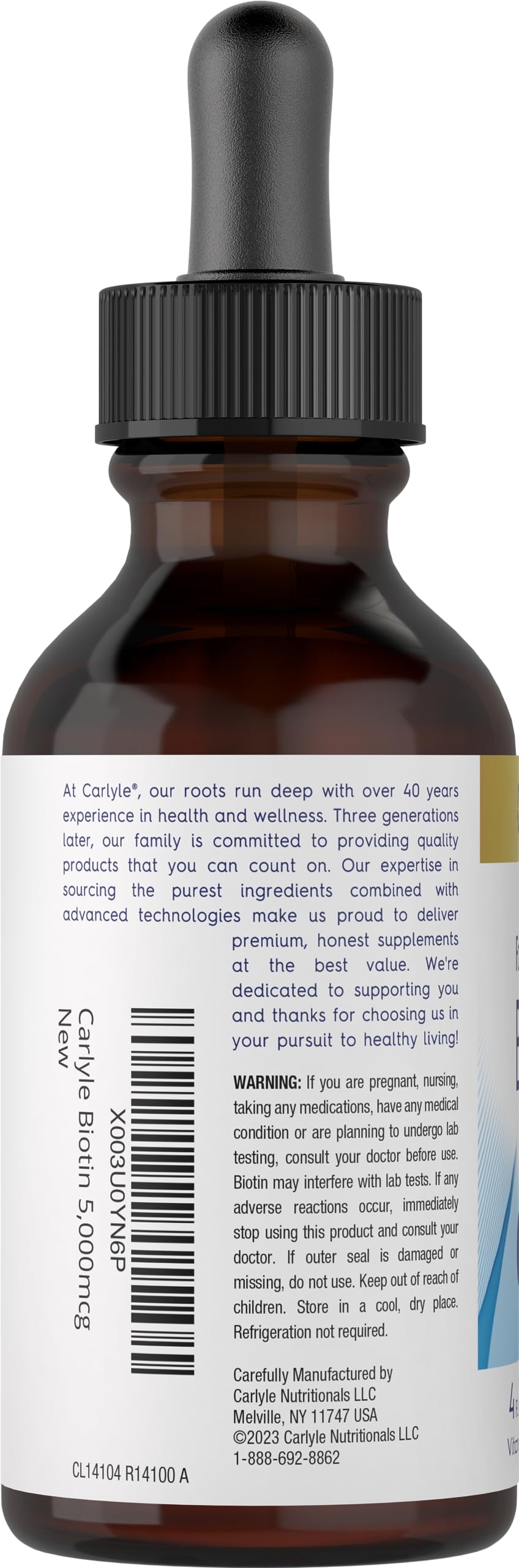 Foto 4 pulgar | Suplemento Carlyle Biotin Liquid Drops 5000 Mcg 120 Ml - Venta Internacional.