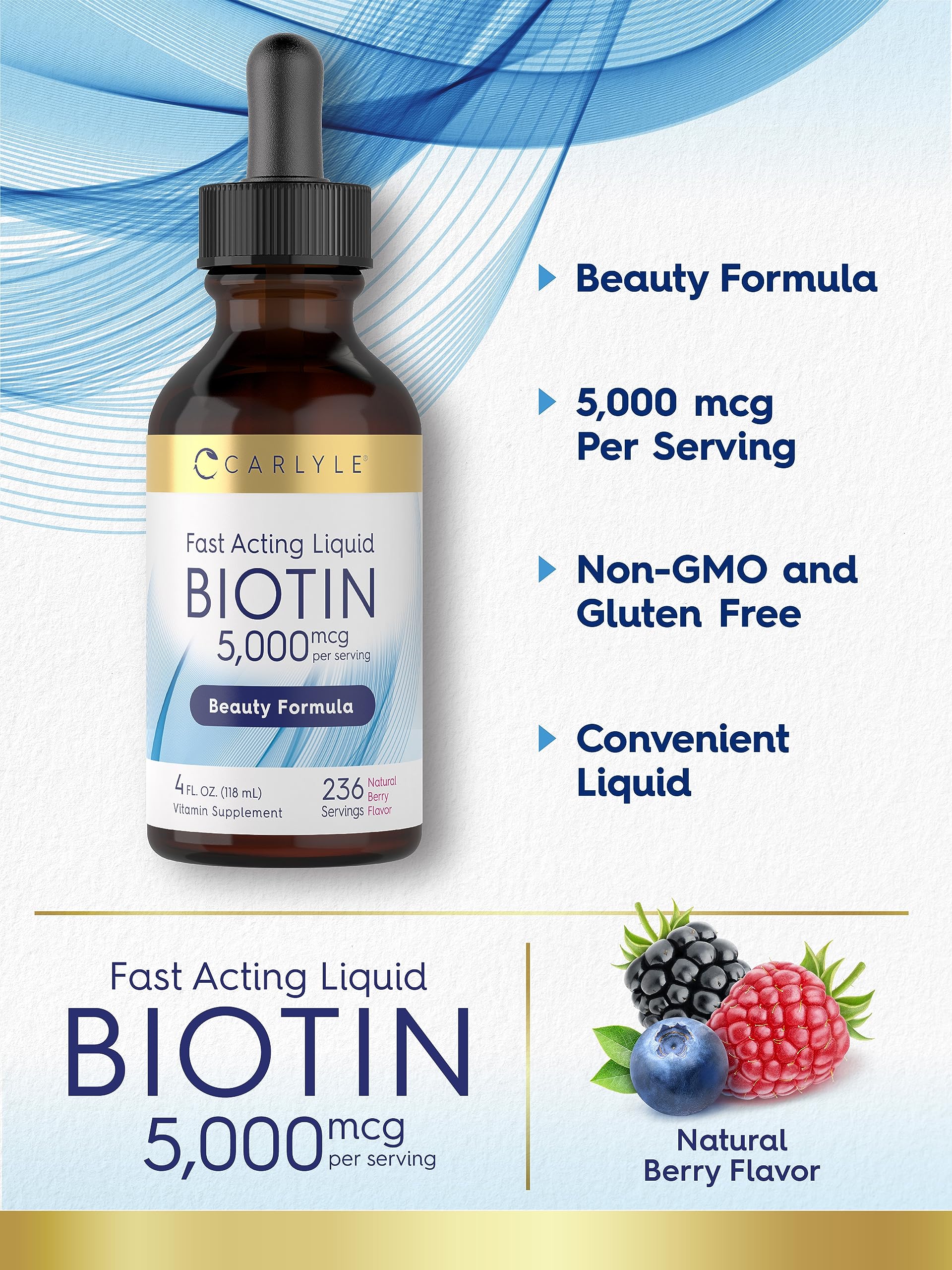 Foto 4 | Suplemento Carlyle Biotin Liquid Drops 5000 Mcg 120 Ml - Venta Internacional.