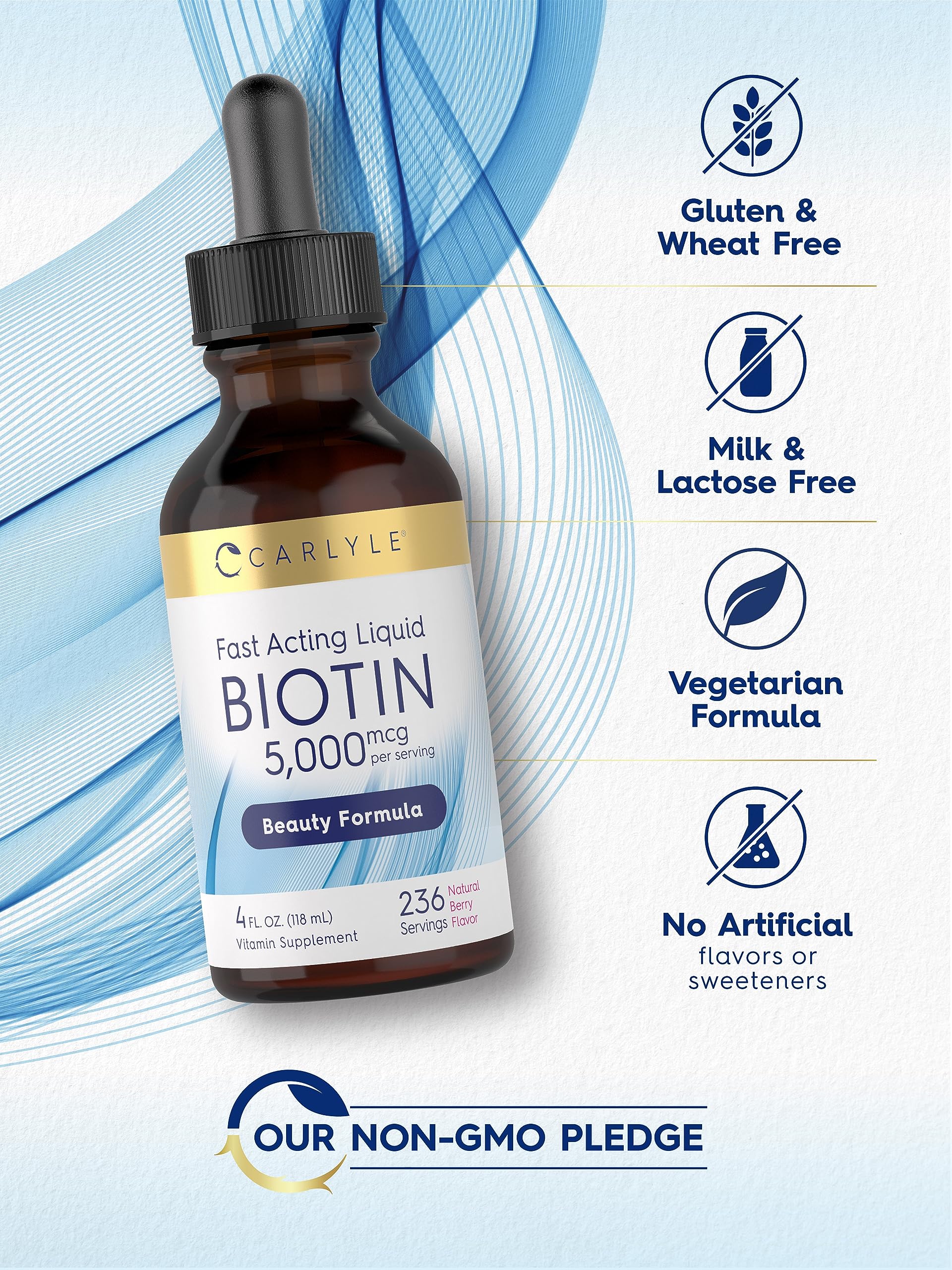 Foto 6 pulgar | Suplemento Carlyle Biotin Liquid Drops 5000 Mcg 120 Ml - Venta Internacional.