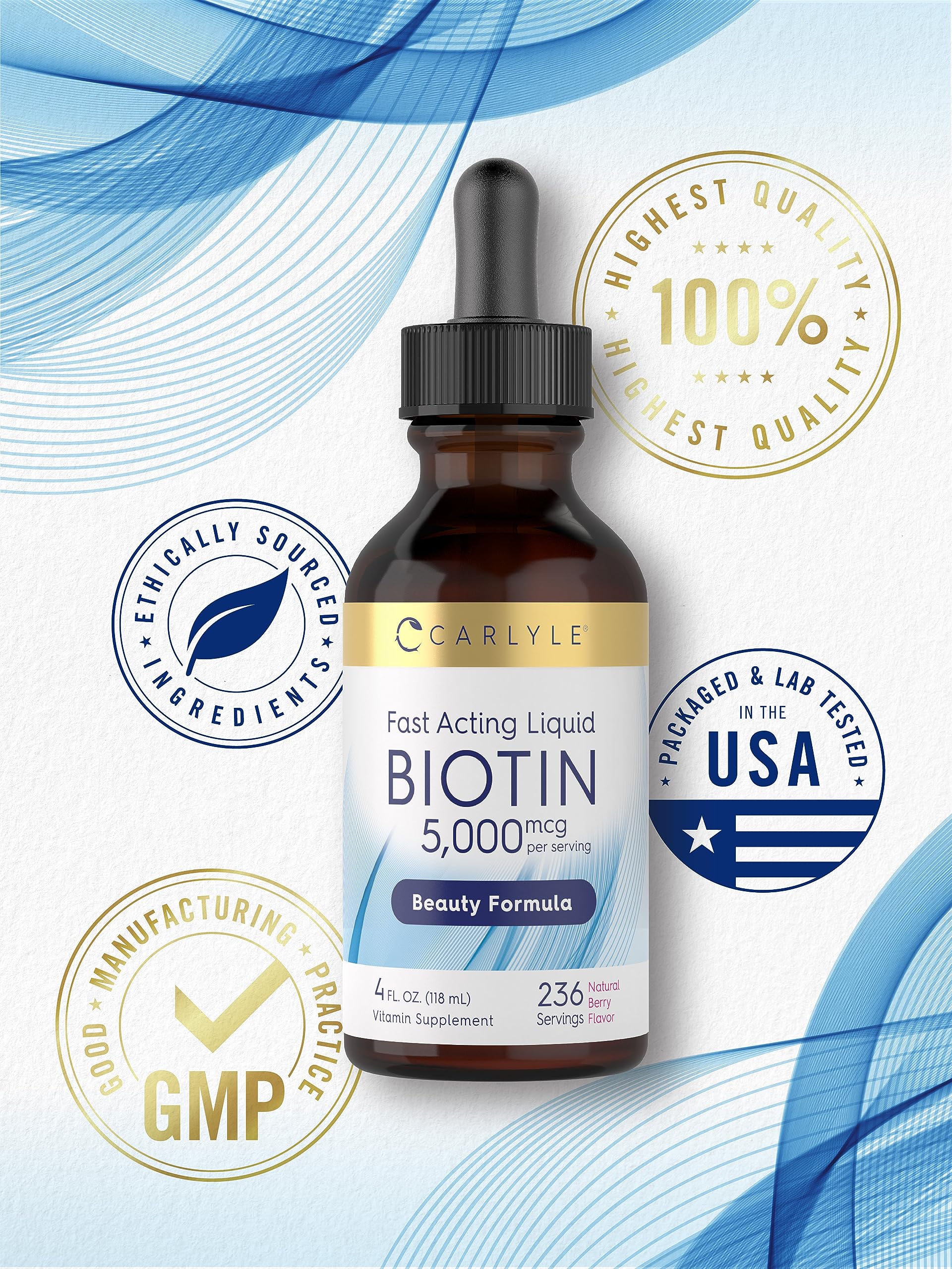 Foto 6 | Suplemento Carlyle Biotin Liquid Drops 5000 Mcg 120 Ml - Venta Internacional.