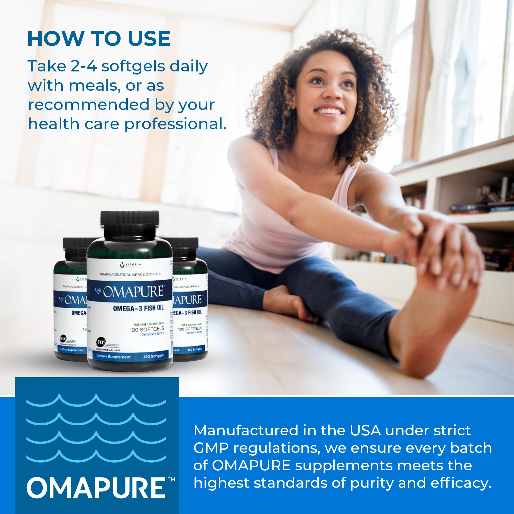 Foto 7 | Suplementos De Aceite De Pescado Omapure Omega-3 75% 3 Botellas 120 Cápsulas Blandas - Venta Internacional.