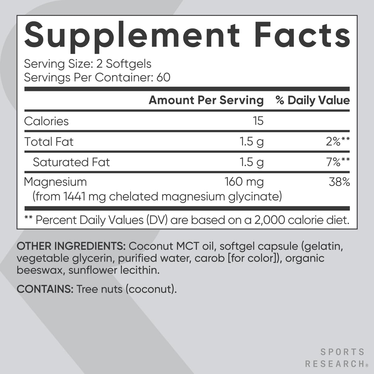 Foto 7 pulgar | Suplemento Sports Research, Glicinato De Magnesio, 160 Mg, 120 Cápsulas Blandas - Venta Internacional.
