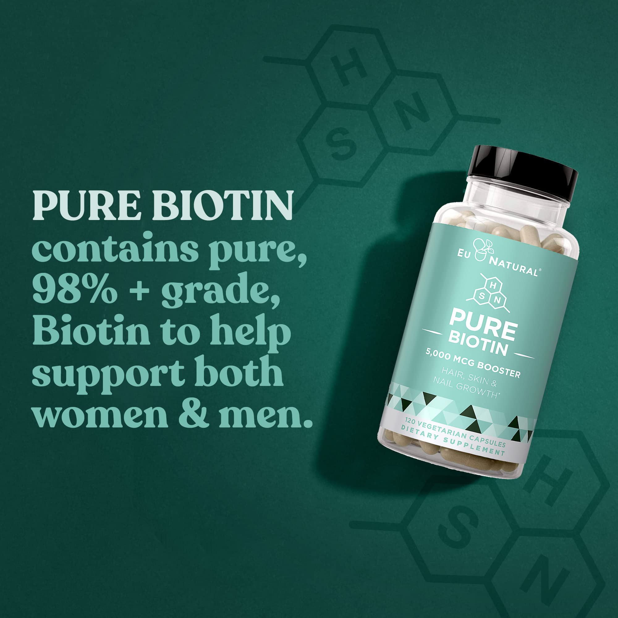 Foto 3 pulgar | Suplemento De Biotina Natural De La Ue, 5000 Mcg, Cabello, Piel Y Uñas, 120 Cápsulas - Venta Internacional.