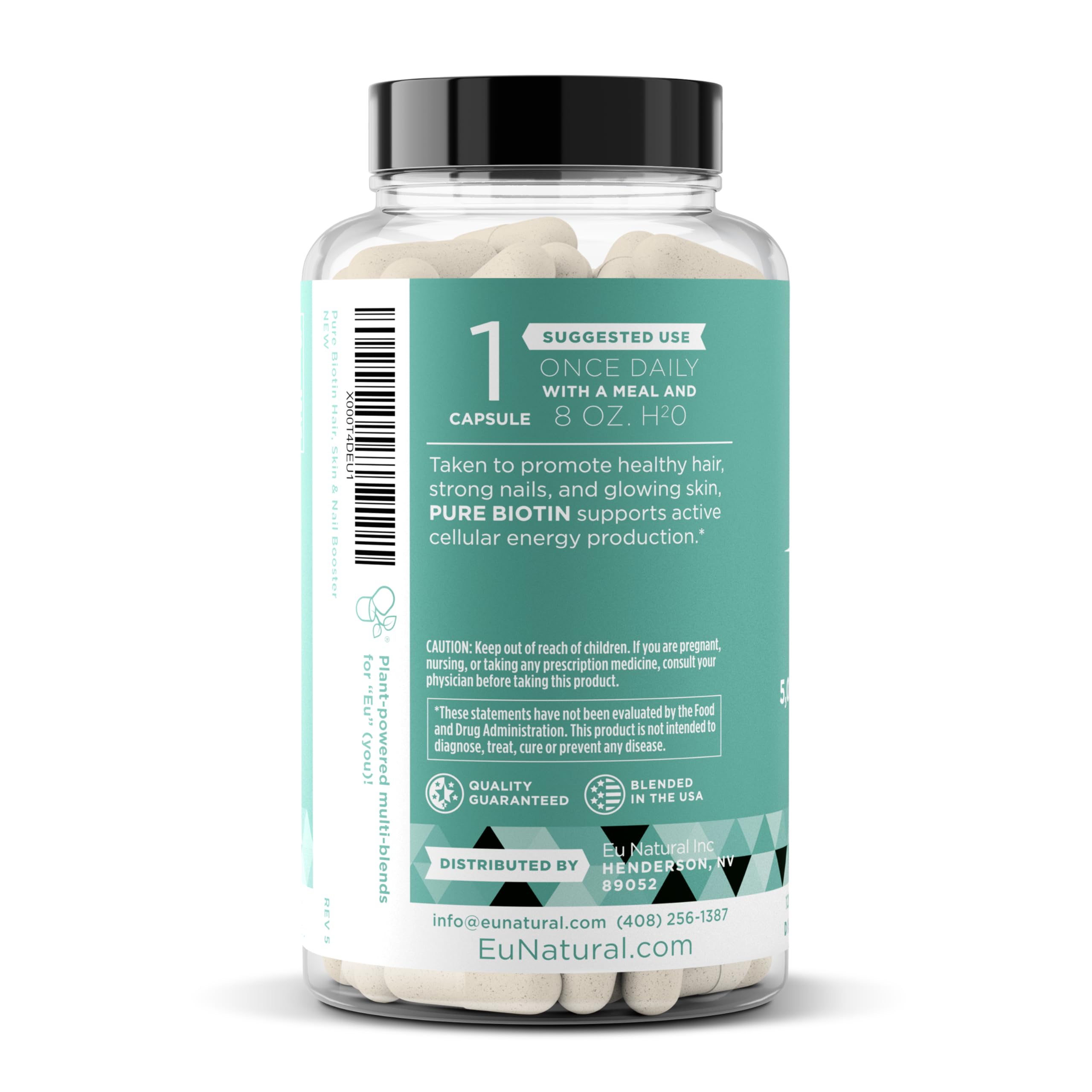 Foto 7 pulgar | Suplemento De Biotina Natural De La Ue, 5000 Mcg, Cabello, Piel Y Uñas, 120 Cápsulas - Venta Internacional.