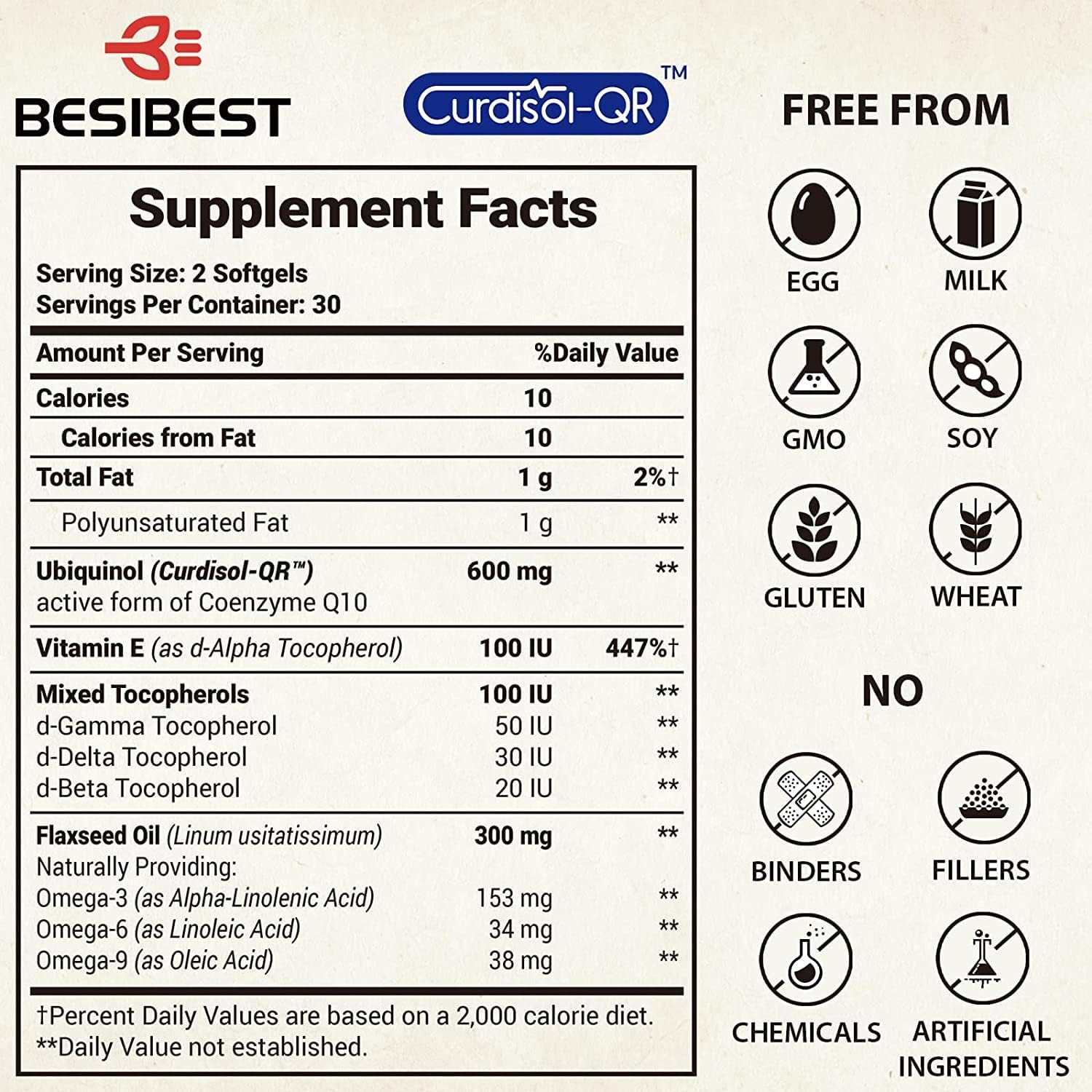 Foto 4 pulgar | Suplemento De Gel Blando Besibest Ubiquinol Coq10 De 600 Mg Con Vitamina - Venta Internacional.