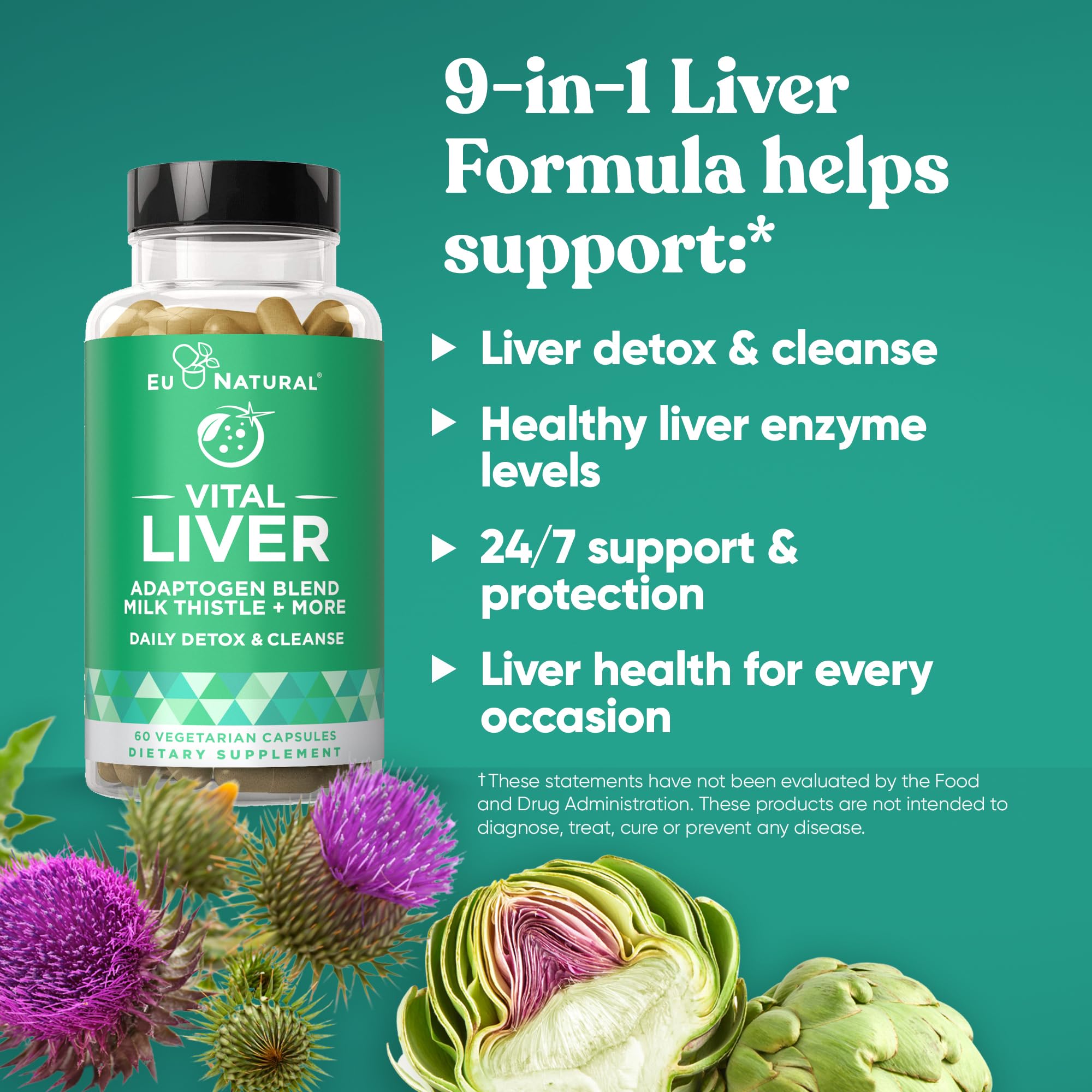 Foto 3 pulgar | Suplemento Eu Natural Vital Liver Cleanse 9 En 1, 60 Cápsulas - Venta Internacional.