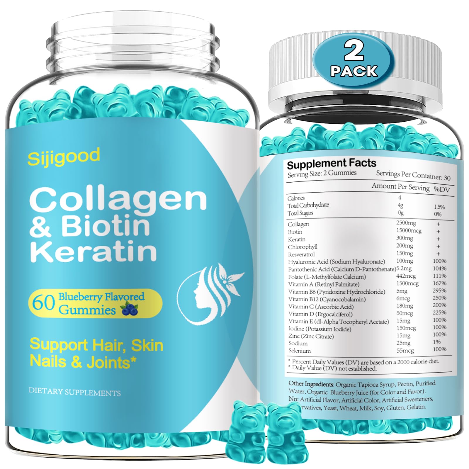 Foto 2 pulgar | Gomitas De Biotina Sijigood De 1500 Mcg Con Colágeno Y Queratina De 120 Unidades - Venta Internacional.