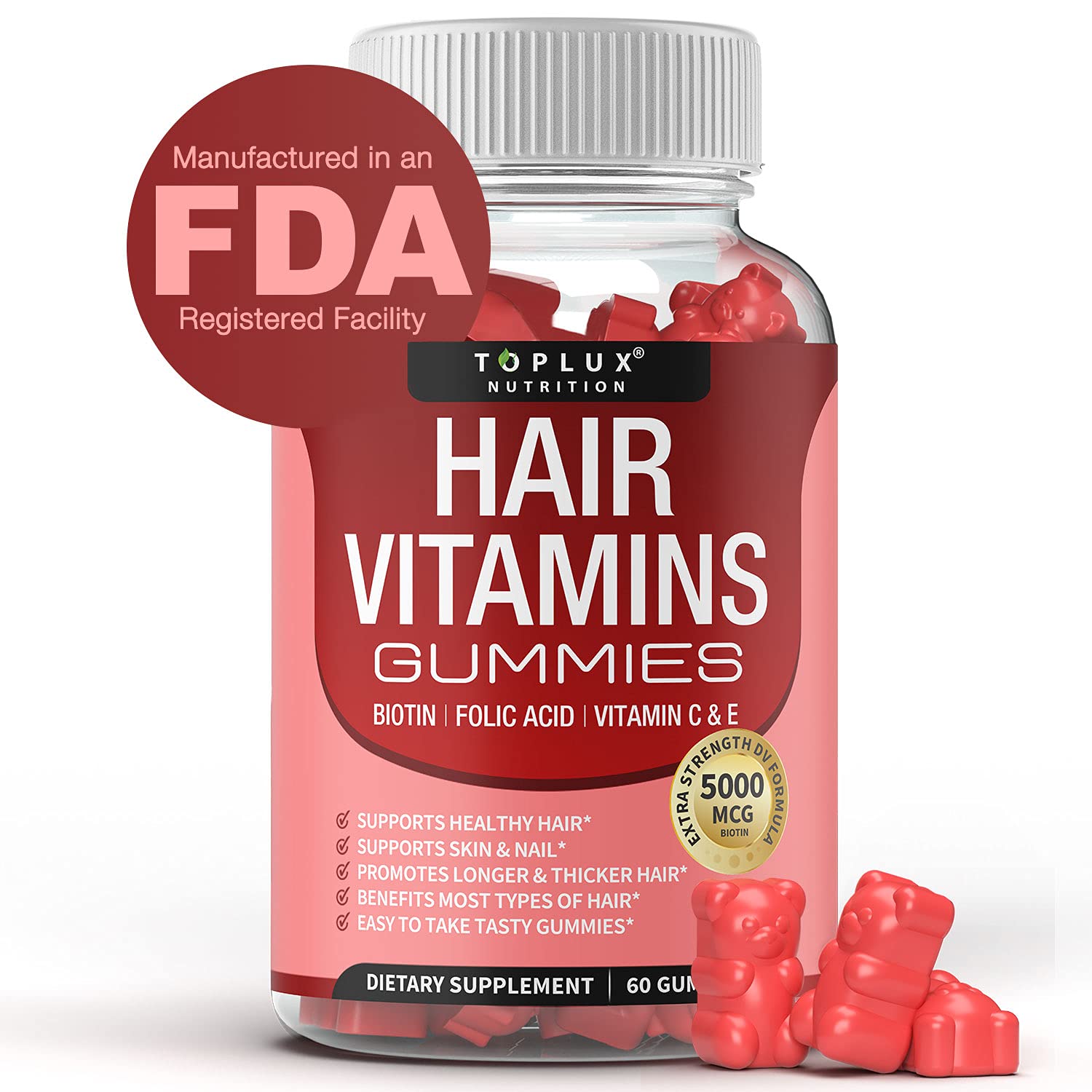 Foto 2 pulgar | Vitaminas Para El Cabello, Gomitas, Suplementos, Toplux, Un Crecimiento Más Rápido Del Cabello - Venta Internacional.