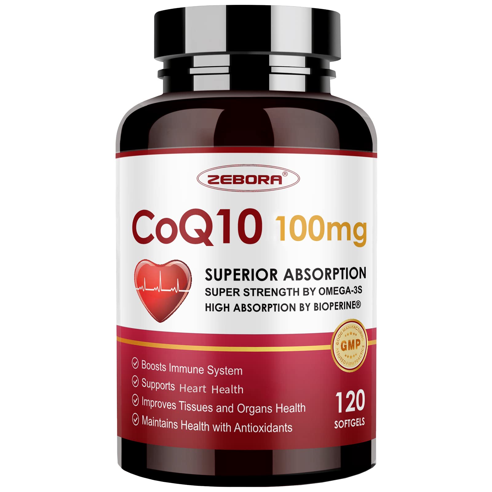 Suplemento De Cápsulas Blandas Zebora Coq10 De 100 Mg Con Pqq, Bioperine Y Omega-3 - Venta Internacional.