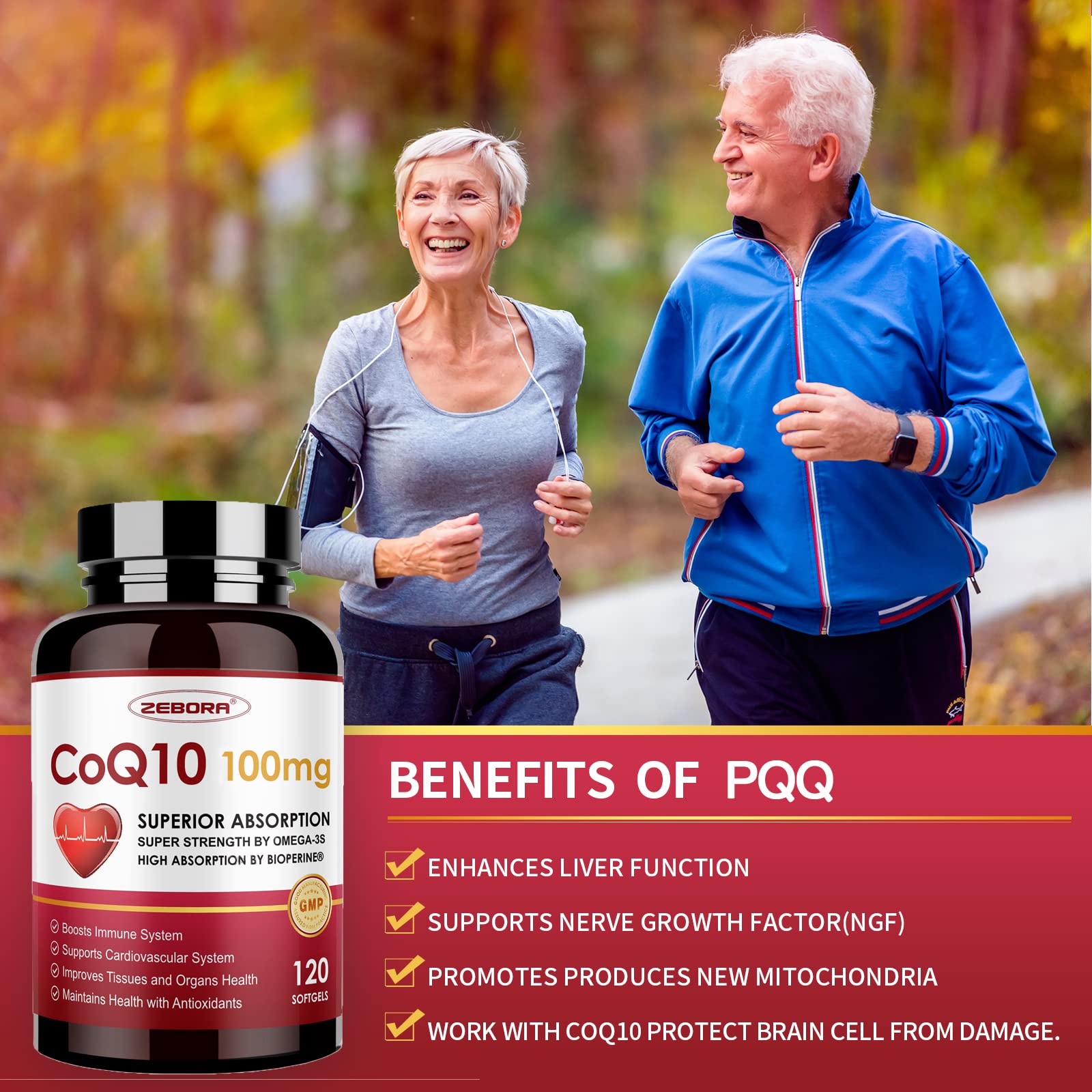 Foto 6 pulgar | Suplemento De Cápsulas Blandas Zebora Coq10 De 100 Mg Con Pqq, Bioperine Y Omega-3 - Venta Internacional.
