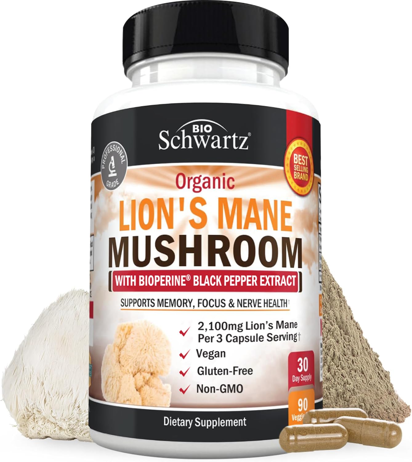 Foto 1 | Suplemento Bioschwartz Organic Lions Mane 2100 Mg 90 Cápsulas - Venta Internacional.