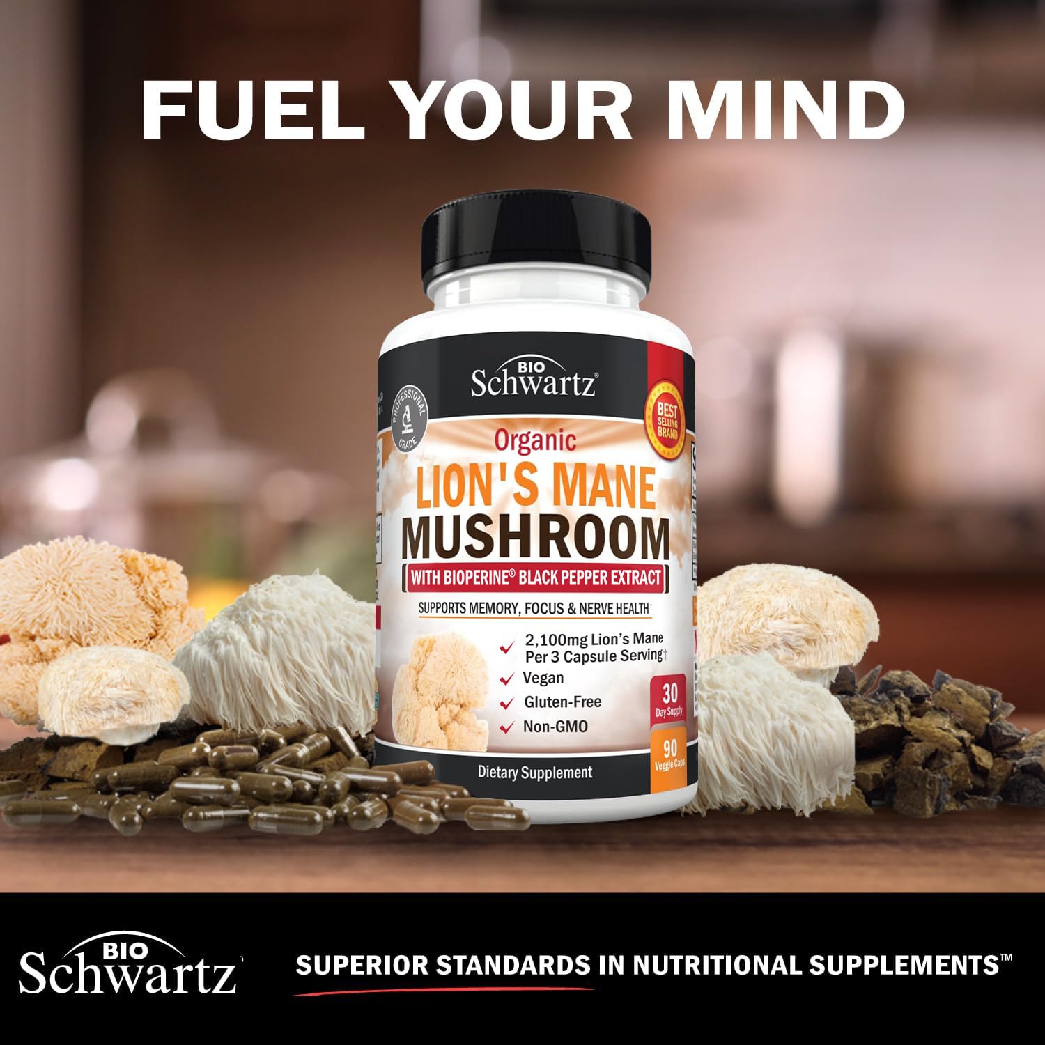 Foto 5 | Suplemento Bioschwartz Organic Lions Mane 2100 Mg 90 Cápsulas - Venta Internacional.