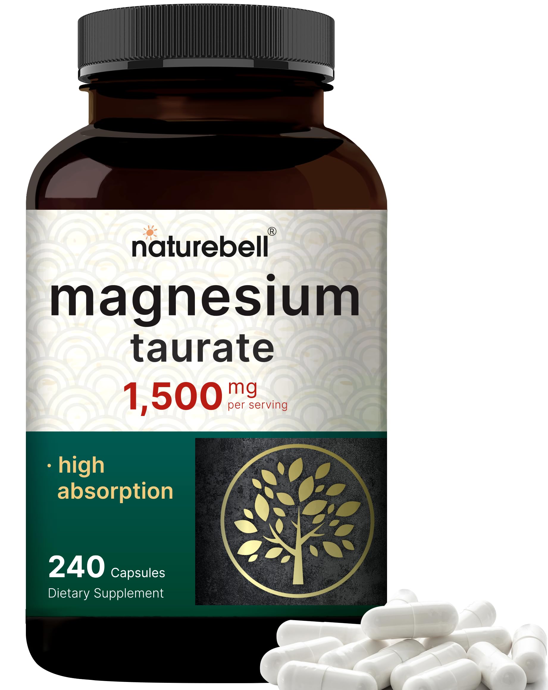 Foto 2 pulgar | Suplemento De Taurato De Magnesio Naturebell 1500 Mg 240 Cápsulas - Venta Internacional.