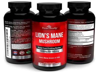 Foto 4 | Suplemento Divine Bounty Organic Lions Mane 1800 Mg 90 Cápsulas - Venta Internacional.