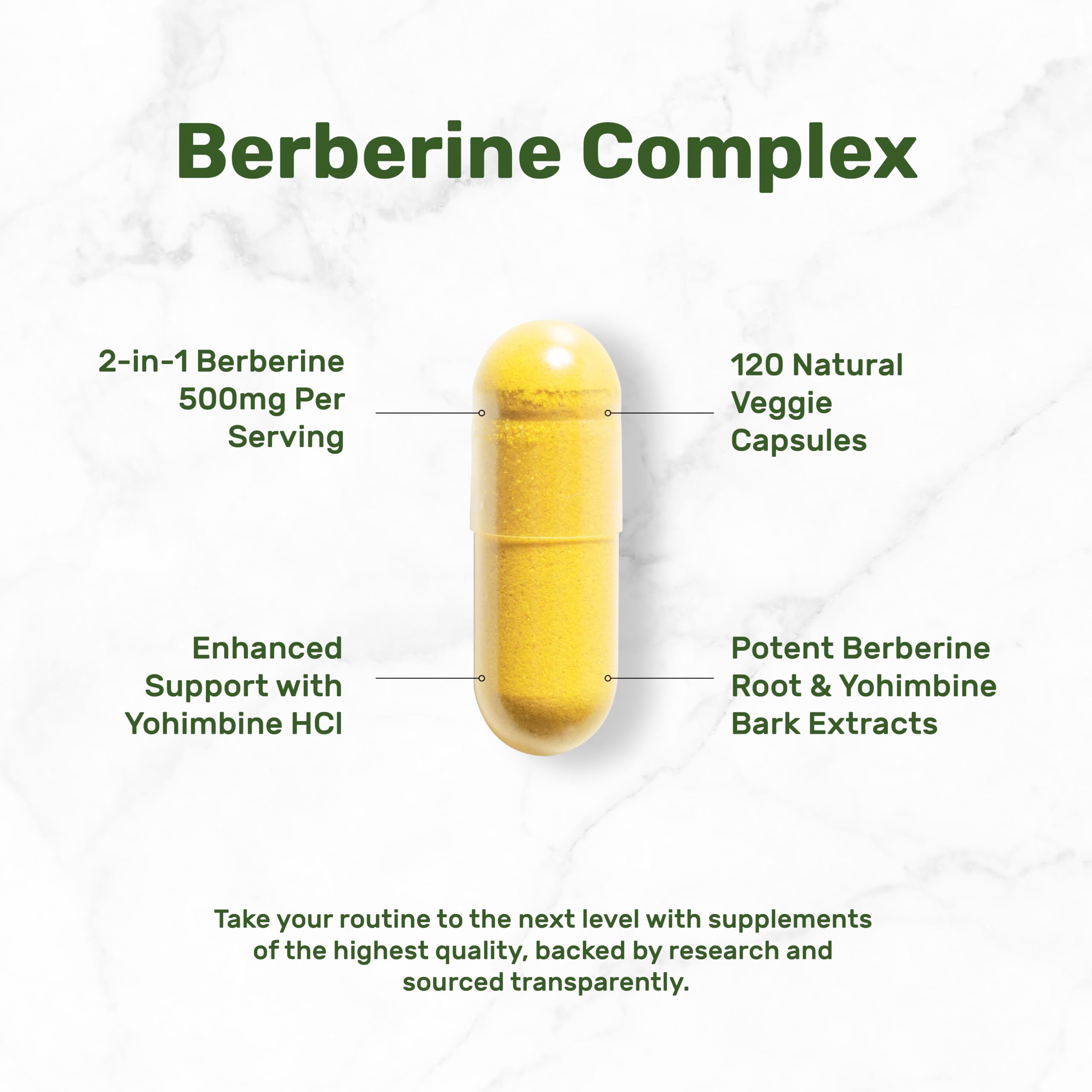 Foto 3 | Suplemento De Berberina Con Yohimbina 500 Mg 120 Cápsulas - Venta Internacional.