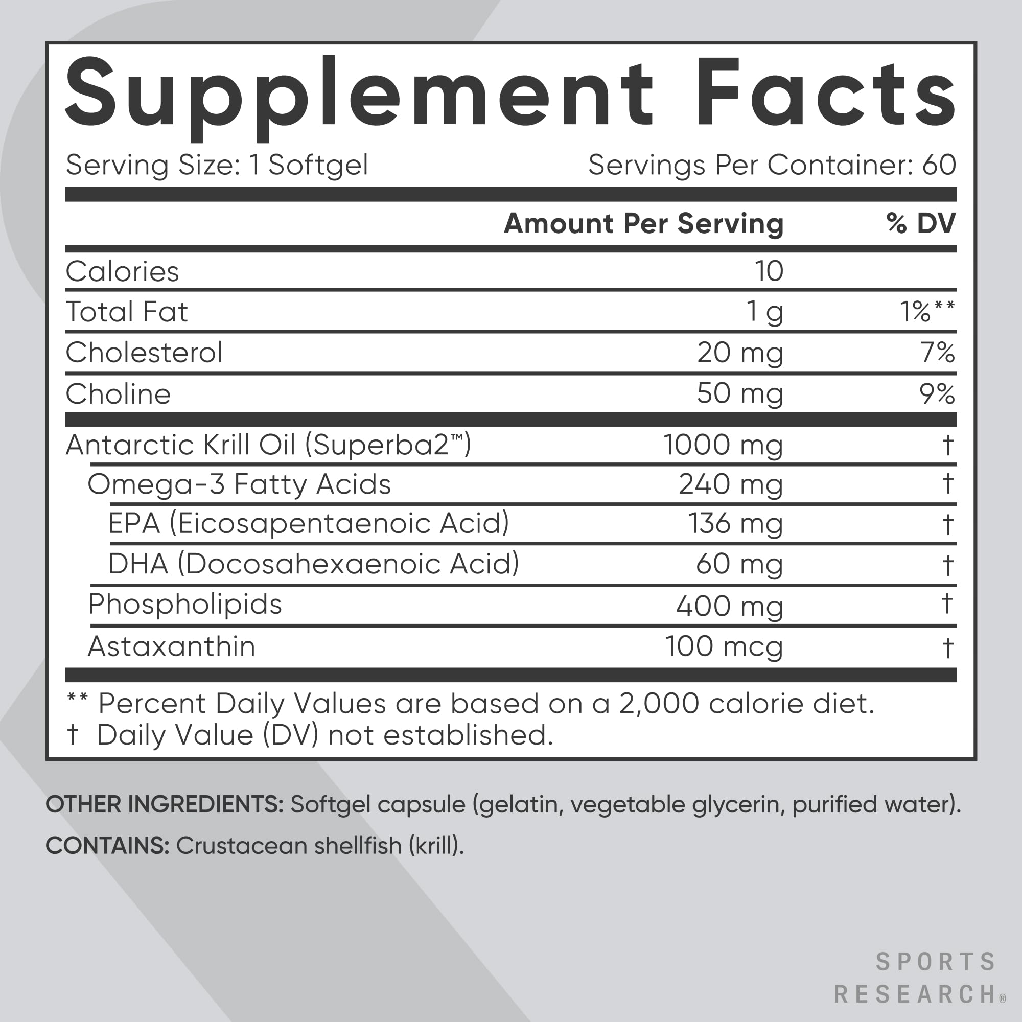 Foto 6 pulgar | Suplemento De Aceite De Krill Antártico Sports Research, 1000 Mg, 60 Cápsulas - Venta Internacional.