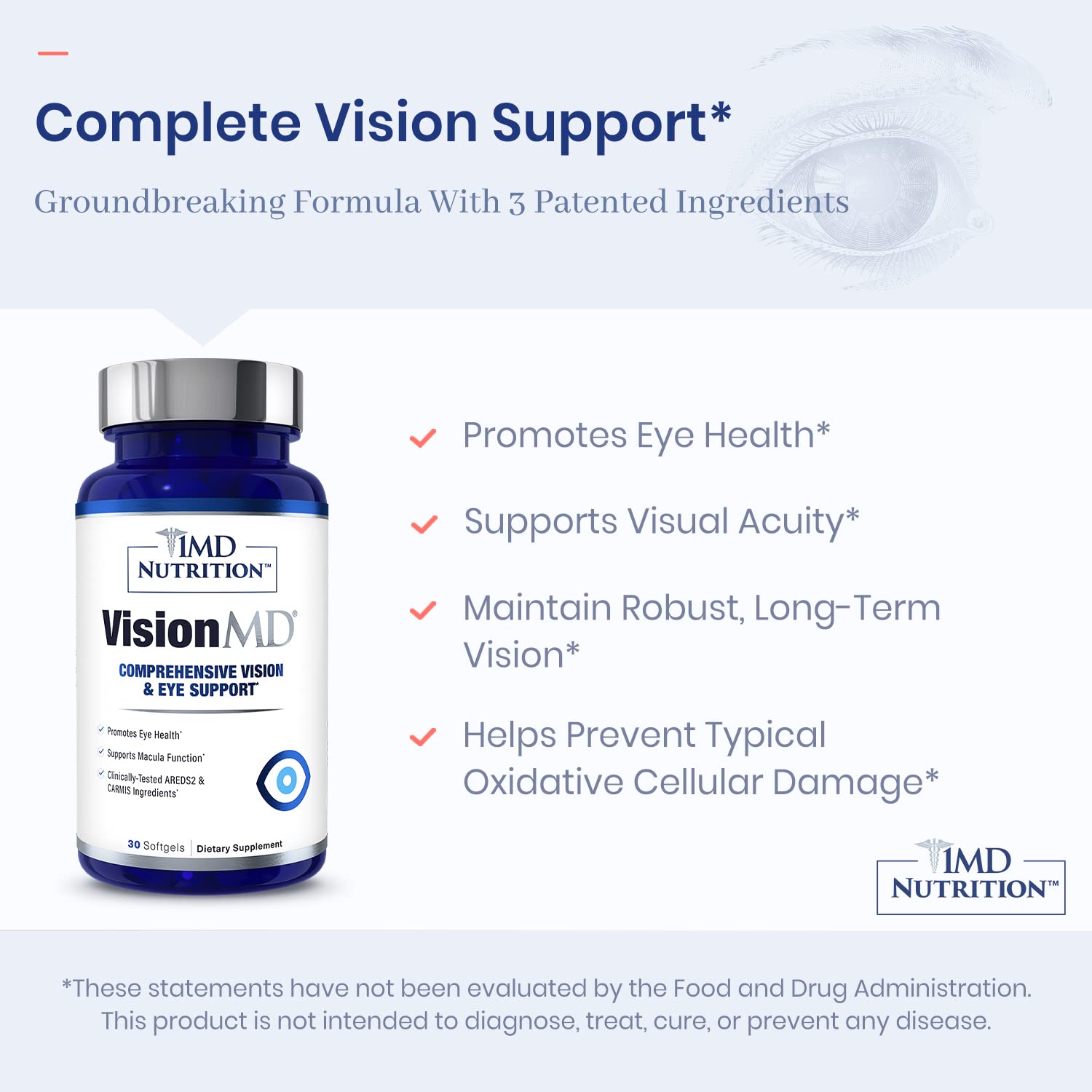 Foto 4 pulgar | Suplemento Para Ojos 1md Nutrition Visionmd Con Luteína Y Zeaxantina - Venta Internacional.