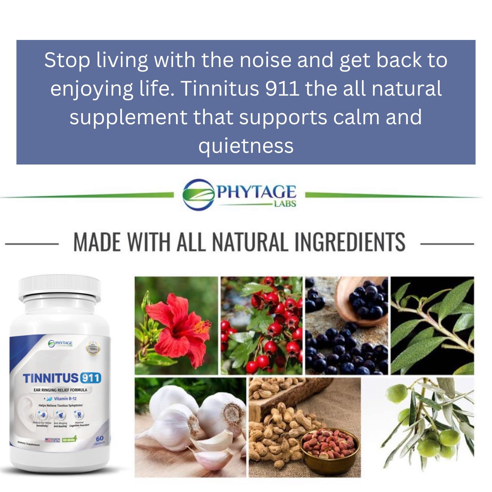 Foto 7 pulgar | Suplemento para Aliviar Tinnitus | 911 Phytage Labs - Venta Internacional