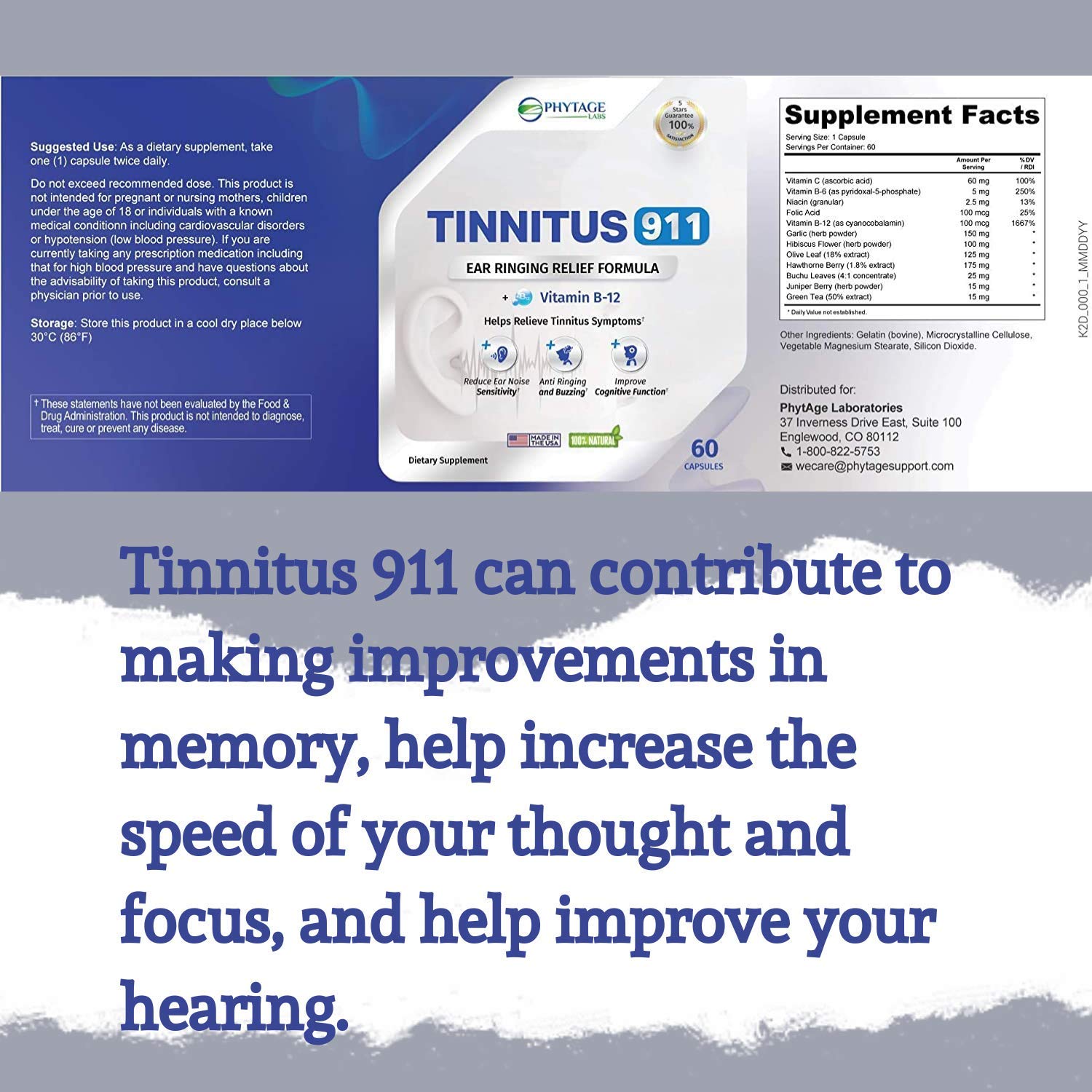 Foto 8 pulgar | Suplemento para Aliviar Tinnitus | 911 Phytage Labs - Venta Internacional