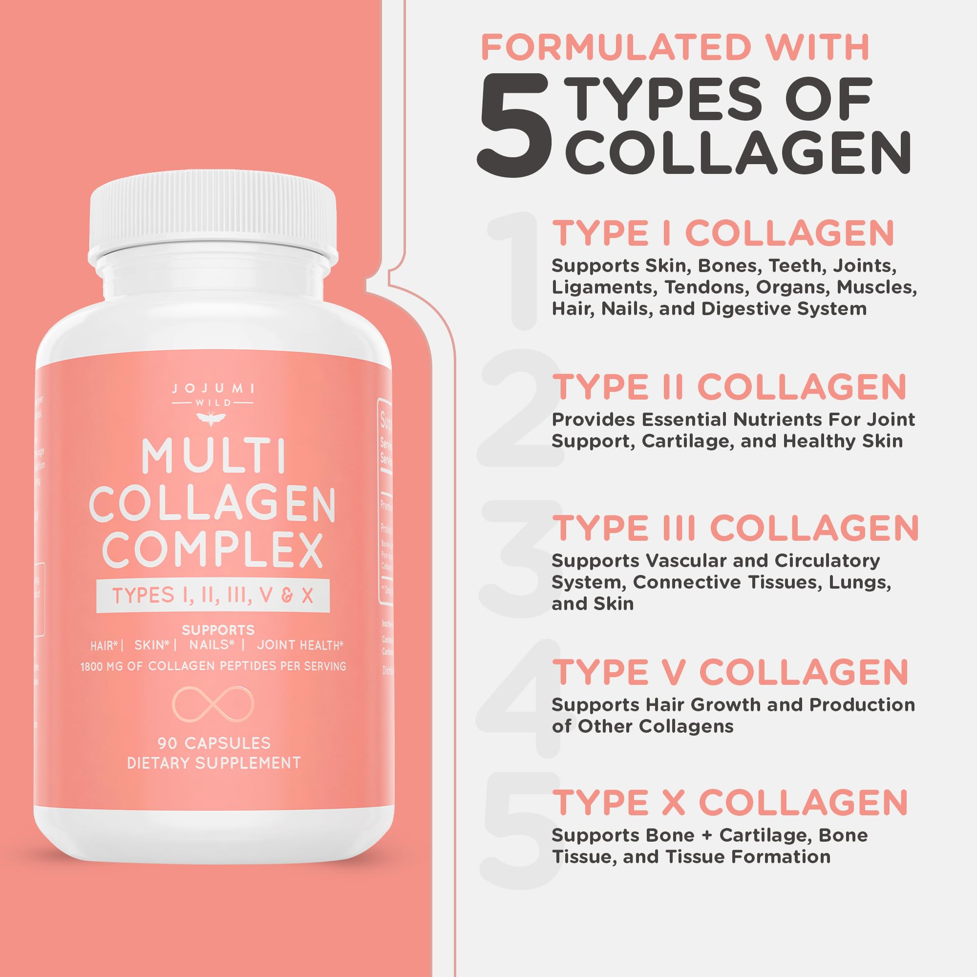 Foto 3 pulgar | Cápsulas De Colágeno Jojumi Wild 5 En 1 Multi 1500 Mg Tipo I, Ii - Venta Internacional.