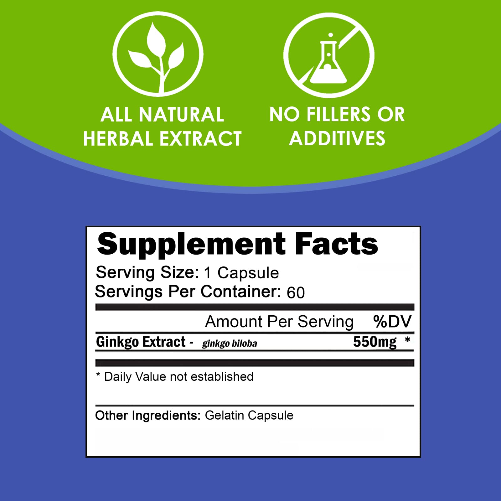 Foto 5 pulgar | Suplemento Vh Nutrition Ginkgo Biloba 60 Cápsulas - Venta Internacional