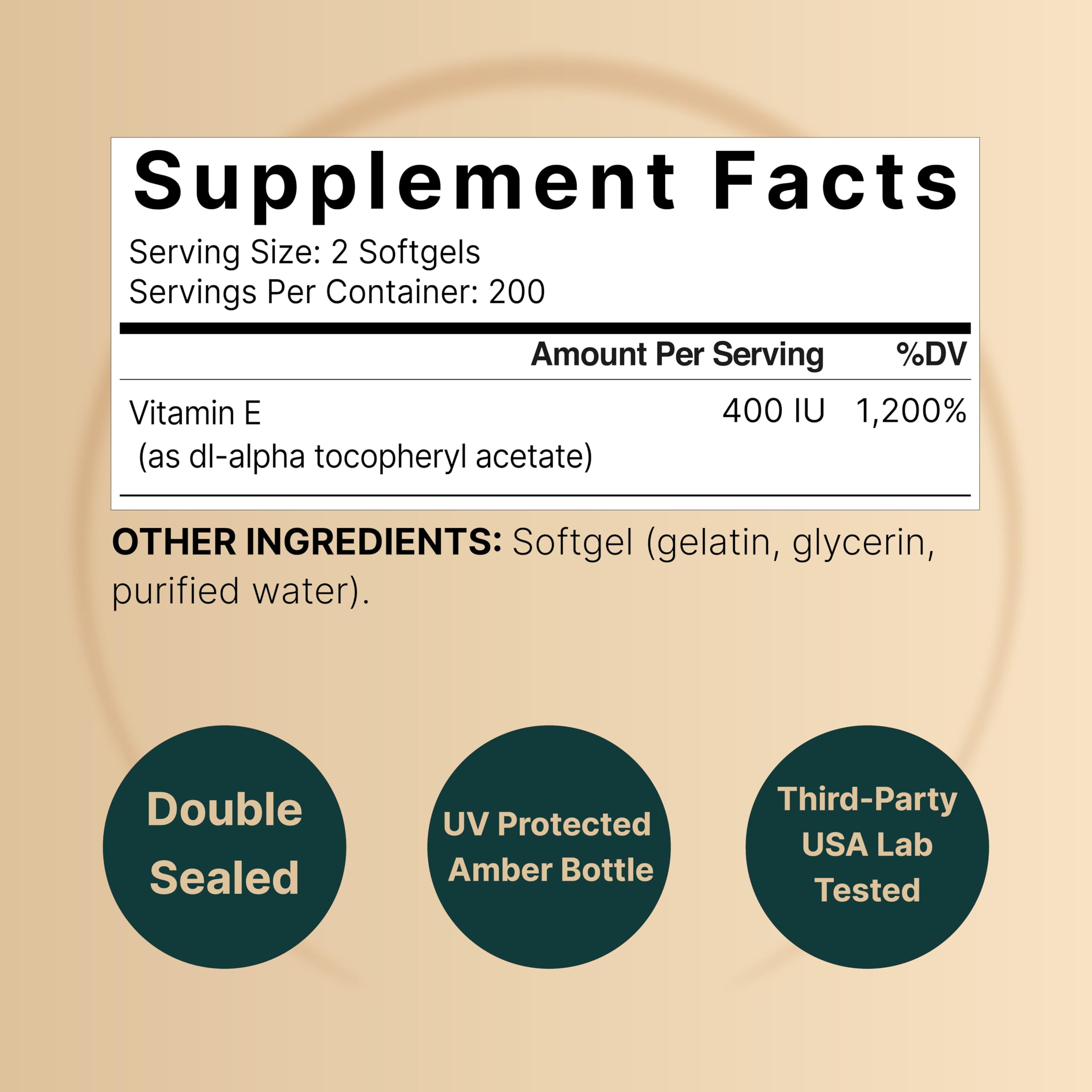 Foto 3 pulgar | Suplemento NatureBell Aceite de Vitamina E de 400 Píldoras-Venta Internacional