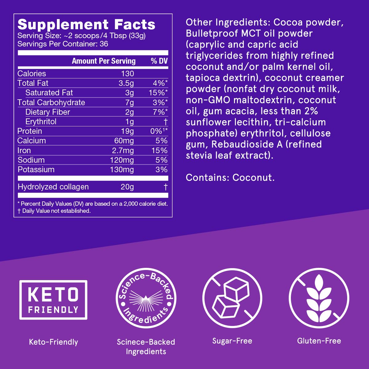Foto 3 pulgar | Proteína en Polvo de Colágeno de Chocolate 1,25 Kg - Venta Internacional