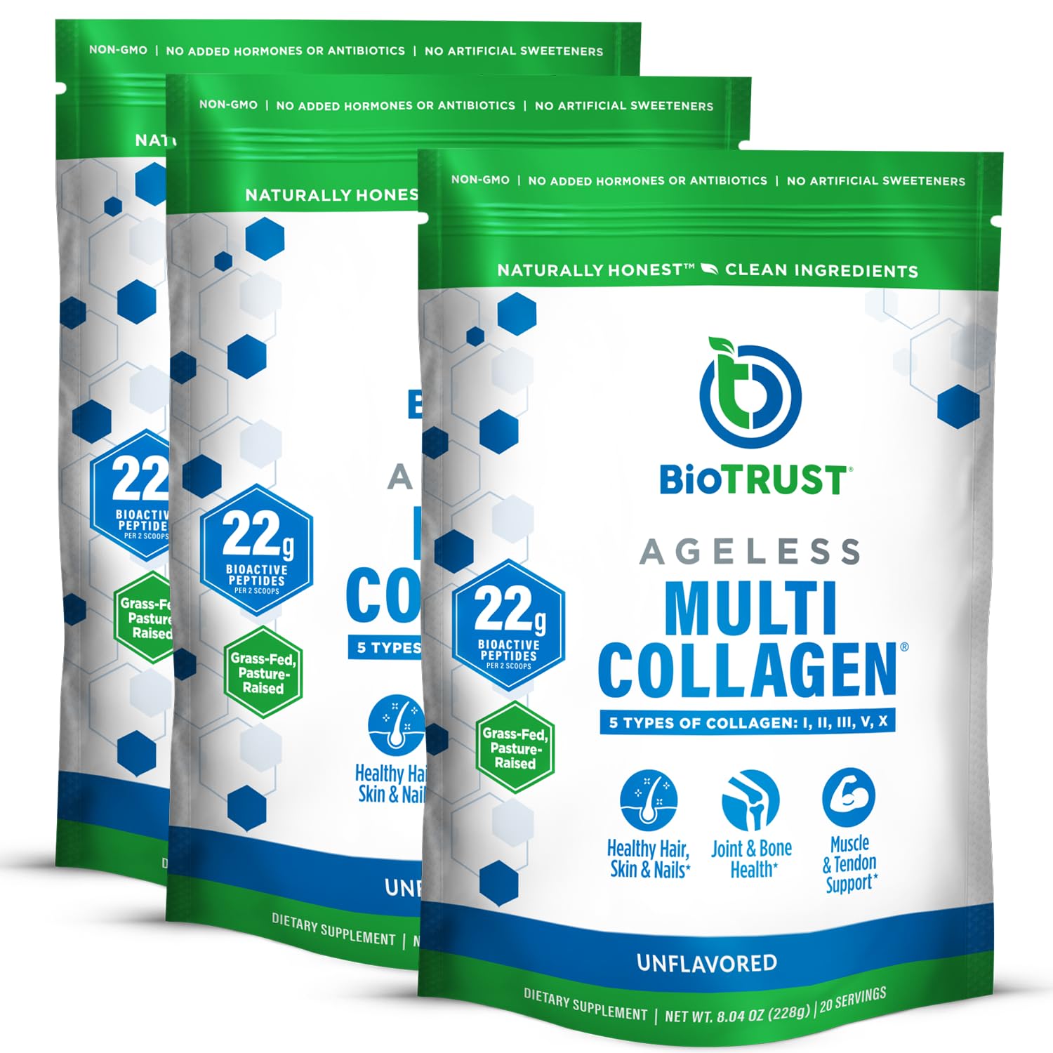 Foto 2 pulgar | Colágeno en Polvo Biotrust Ageless Multi 5 Tipos Paquete de 3 - Venta Internacional