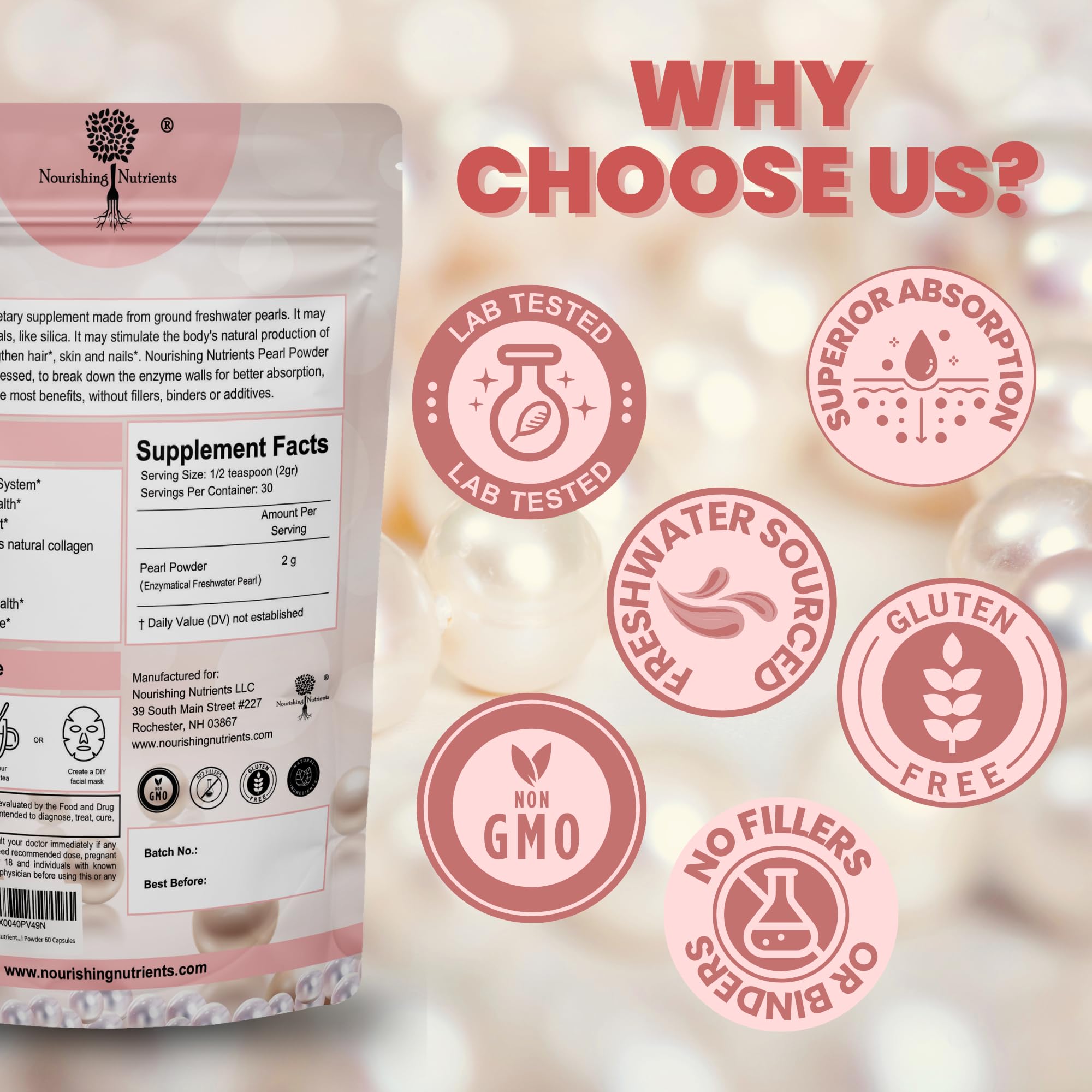 Foto 6 pulgar | Suplemento Nourishing Nutrients Pearl Powder de 60 g-Venta Internacional