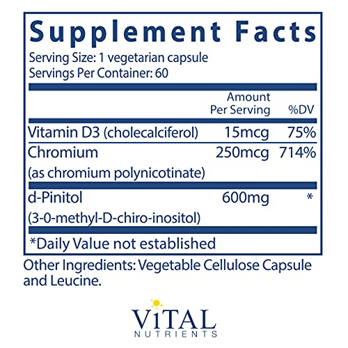 Foto 3 pulgar | Suplemento Vital Nutrients D-pinitol 600 Mg 60 Cápsulas - Venta Internacional.