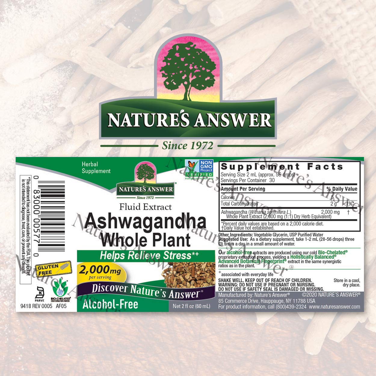 Foto 3 pulgar | Suplemento Nature's Answer De Raíz De Ashwagandha, 60 Ml (paquete De 2) - Venta Internacional.