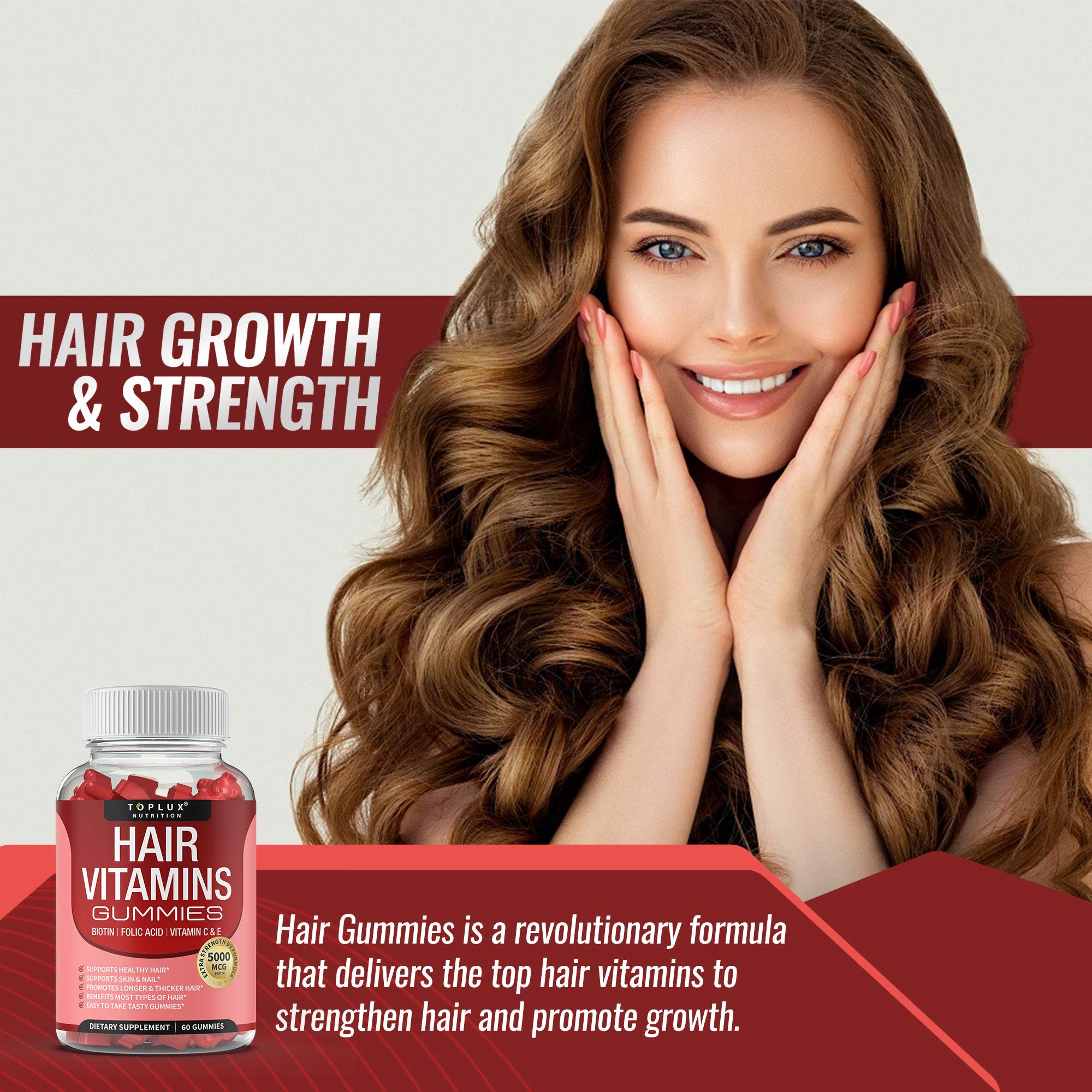 Foto 6 pulgar | Vitaminas Para El Cabello, Gomitas, Suplementos, Toplux, Un Crecimiento Más Rápido Del Cabello - Venta Internacional.