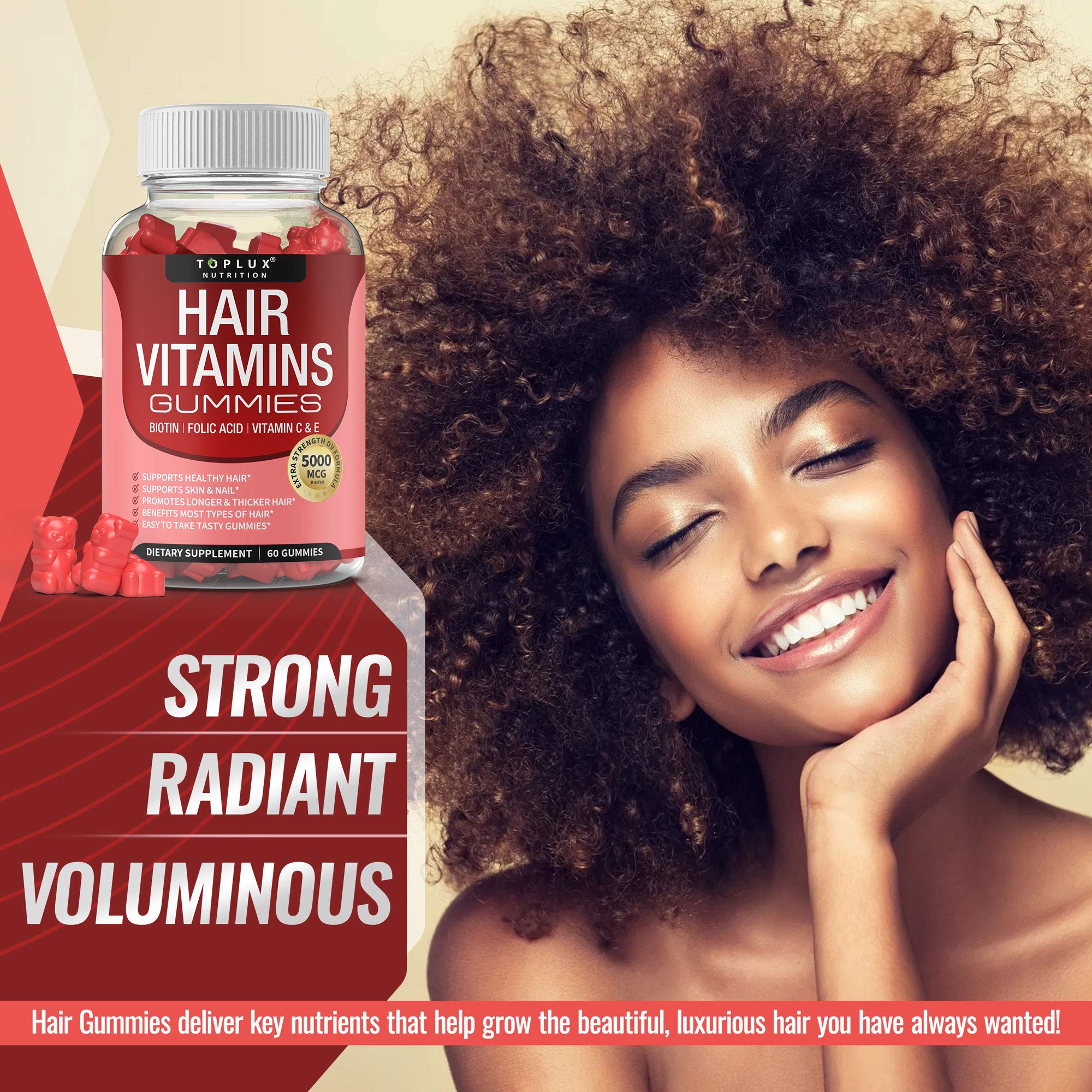 Foto 7 pulgar | Vitaminas Para El Cabello, Gomitas, Suplementos, Toplux, Un Crecimiento Más Rápido Del Cabello - Venta Internacional.