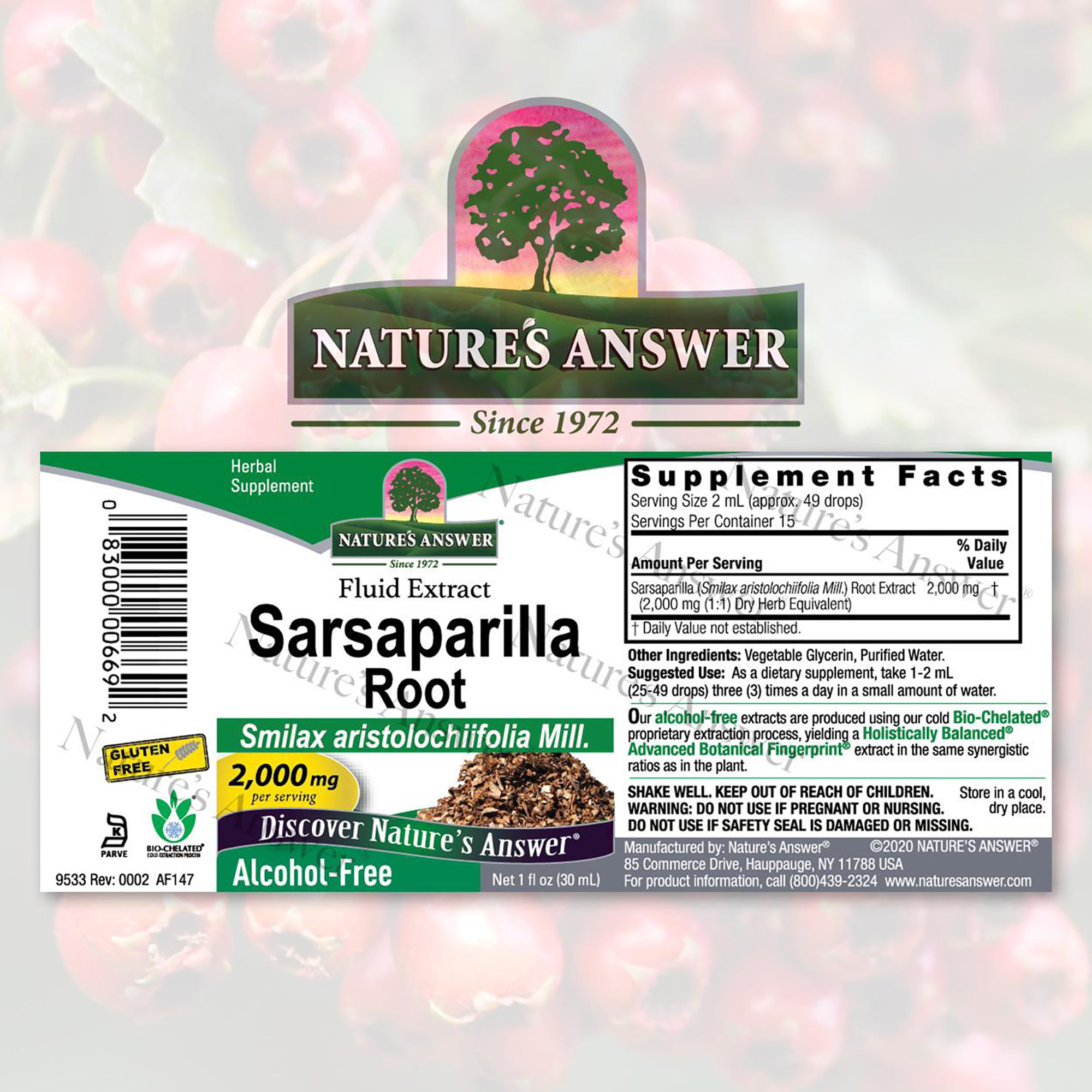 Foto 3 pulgar | Suplemento Nature's Answer: Raíz De Zarzaparrilla Af, 60 Ml, 2000 Mg - Venta Internacional.
