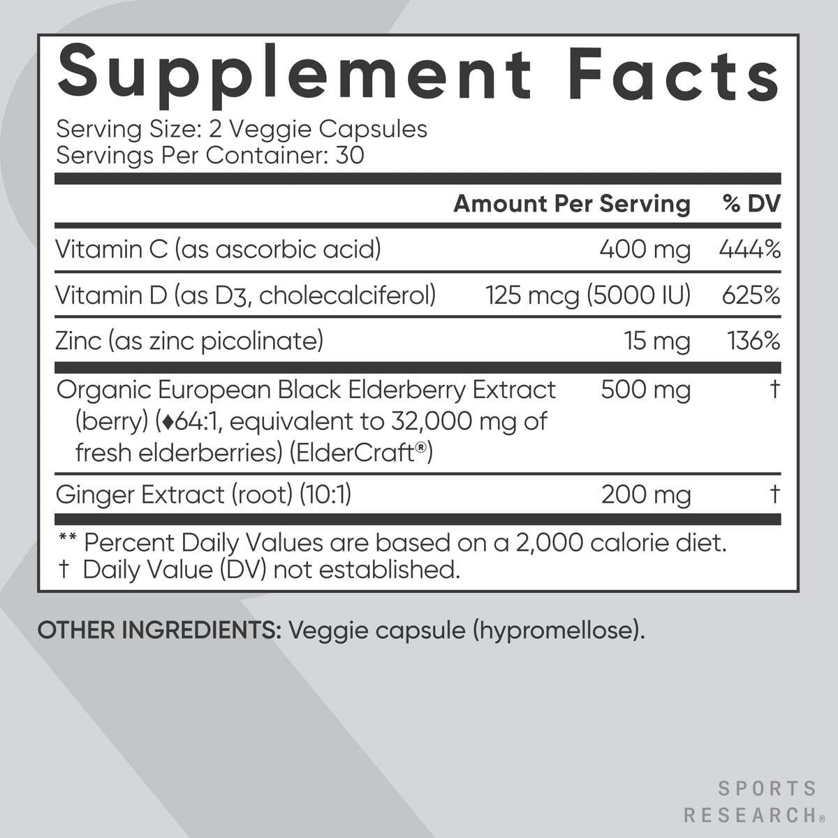 Foto 7 pulgar | Suplemento Sports Research Elderberry + D3 5000 Ui con Zinc - Venta Internacional