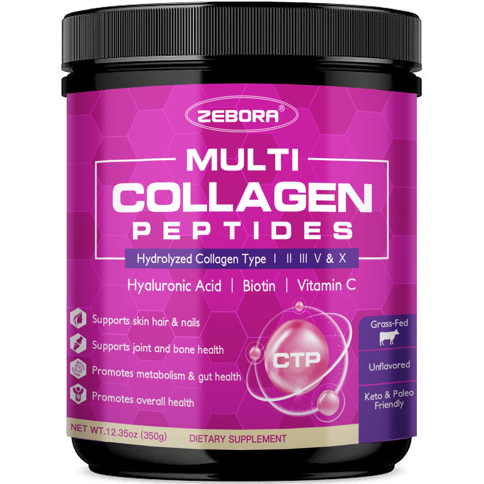 Colágeno en Polvo Zebora Multicolágeno Péptidos Tipo I / II / III / V / X - Venta Internacional