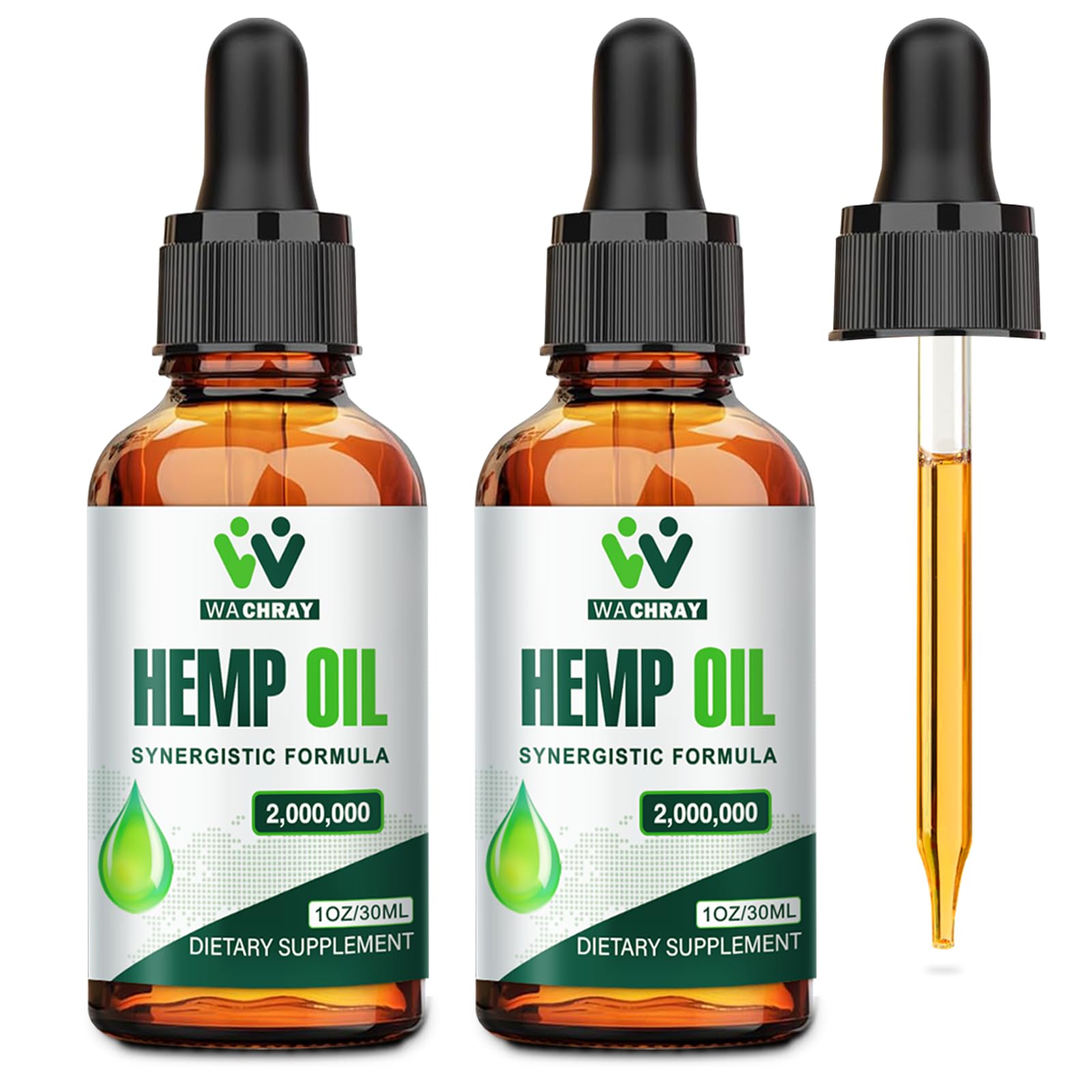 Gotas De Aceite De Cáñamo Wachray De Alta Potencia De 2.000.000 Mg, Paquete De 2 - Venta Internacional.