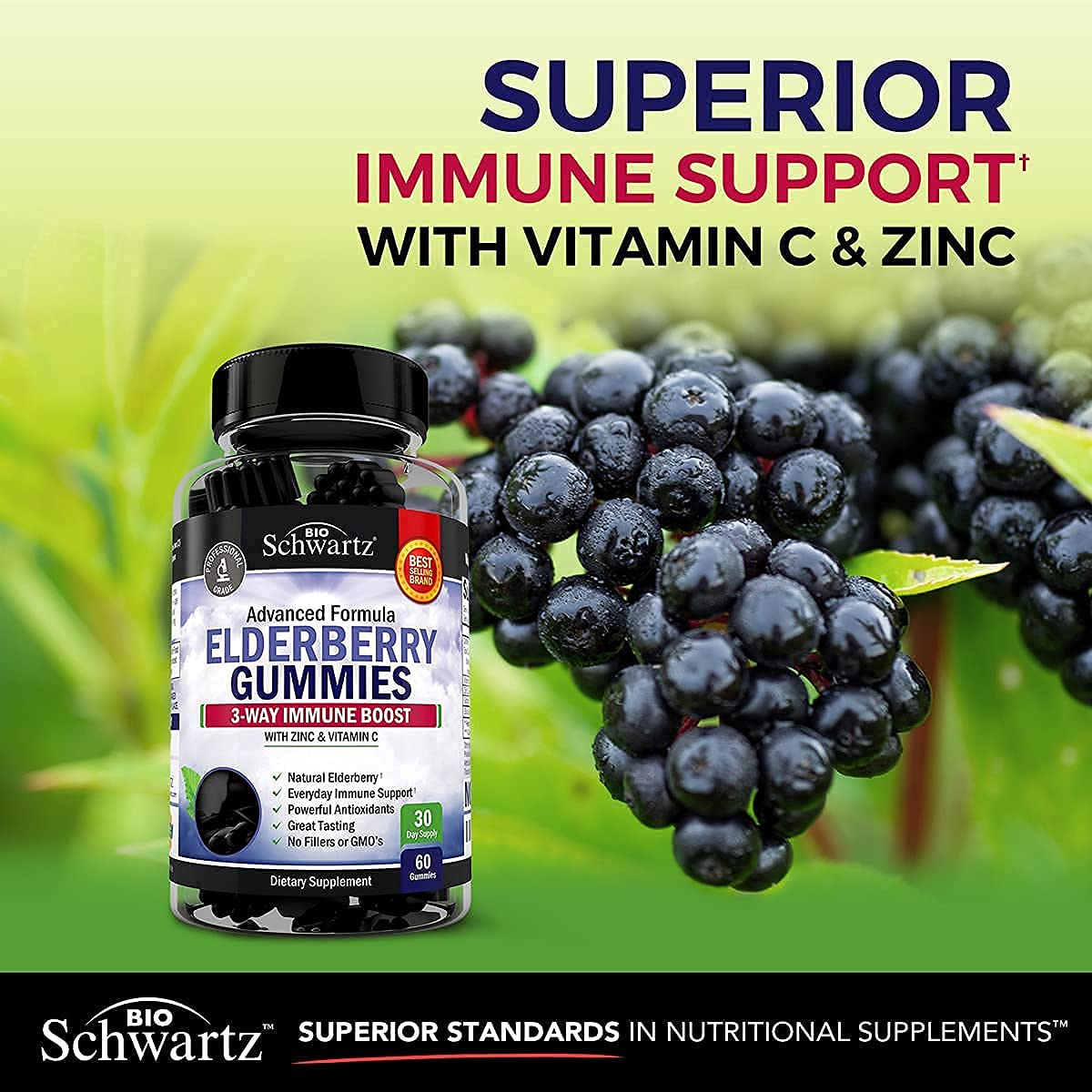 Foto 4 | Gomitas De Saúco Bioschwartz Con Zinc Y Vitamina C, 60 Unidades - Venta Internacional.