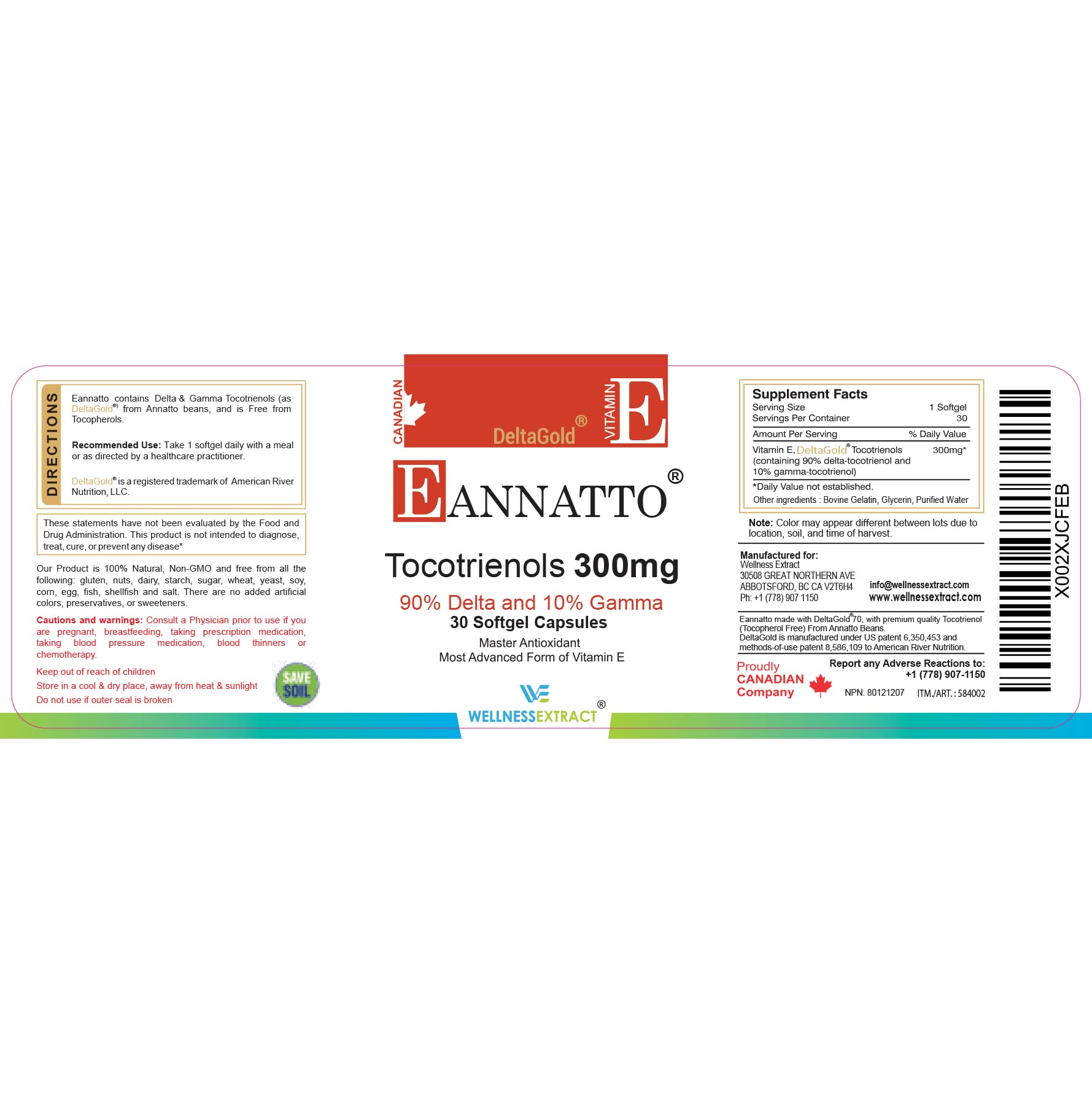 Foto 7 pulgar | Suplemento: Extracto De Bienestar: Annatto, Tocotrienoles, Vitamina E, 300 Mg - Venta Internacional.
