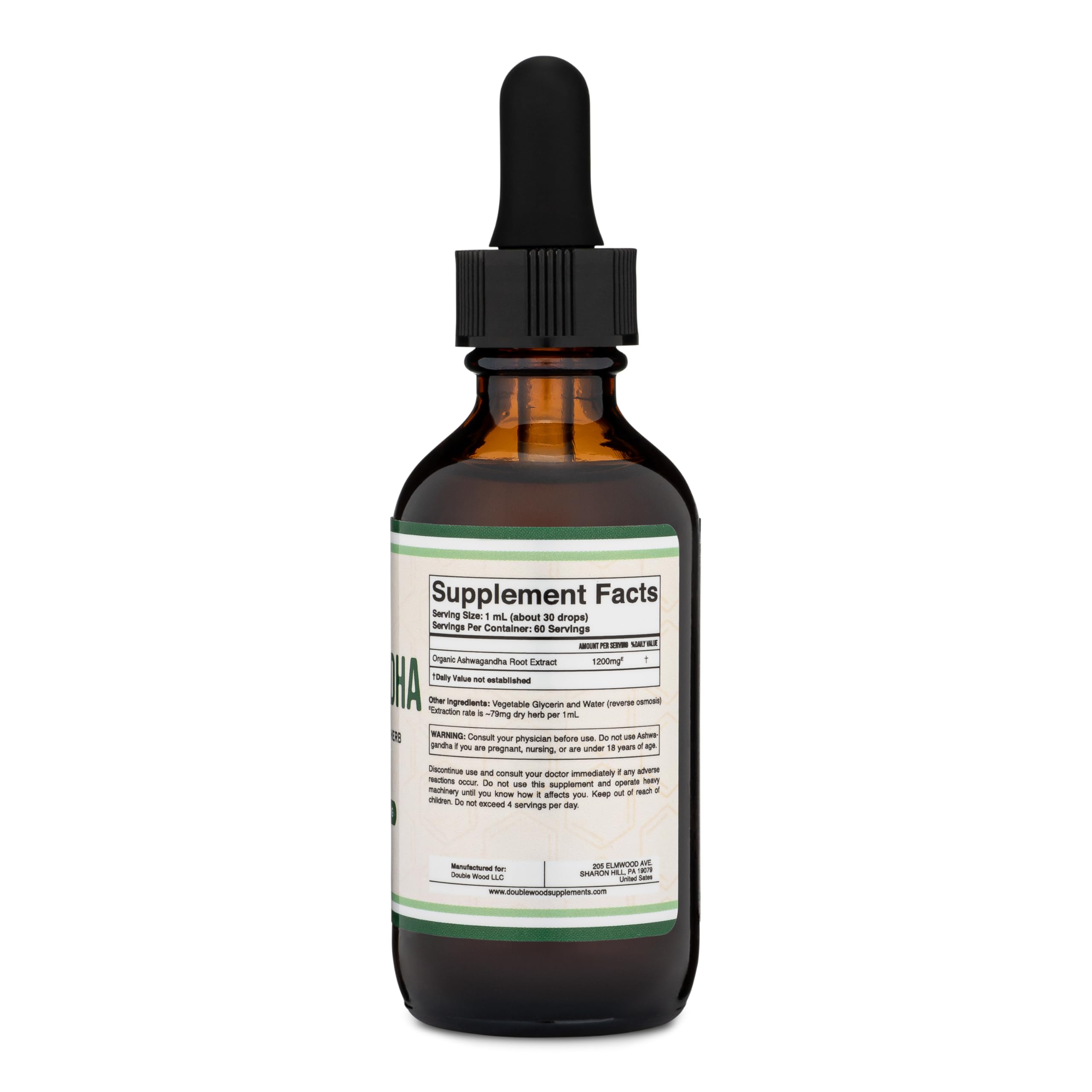 Foto 3 pulgar | Suplemento Double Wood Ashwagandha Organic Drops De 1200 Mg - Venta Internacional.